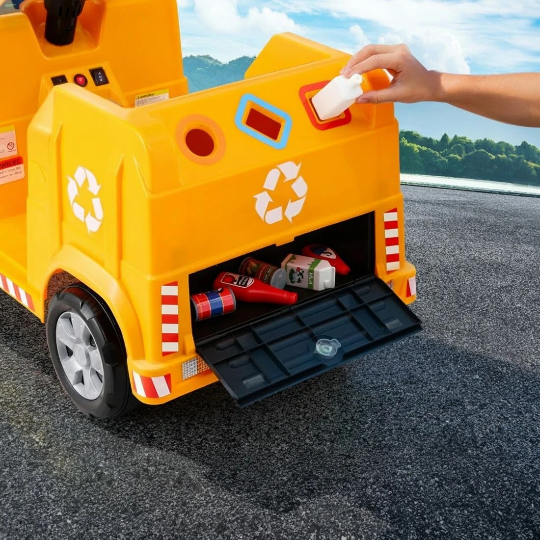 4 Rigo Kids Ride On Car Garbage Truck Police Light 12V Electric Toys Cars - Yellow, 4 of 5