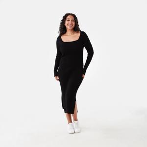 Long Sleeve Square Neck Knit Midi Dress