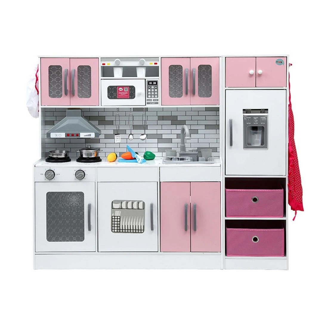 3 Keezi Kids Kitchen Playset 2 Piece en Pretend Play Coffee Maker Toy 100CM - Pink, 3 of 8