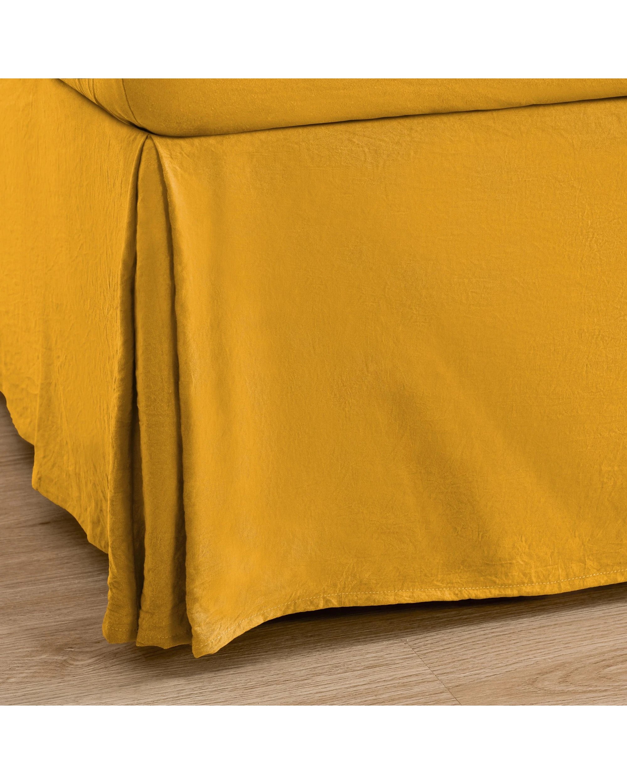 3 Dreamaker Superfine Washed Microfibre Pleated Valance - Queen Bed - Mustard, 3 of 7