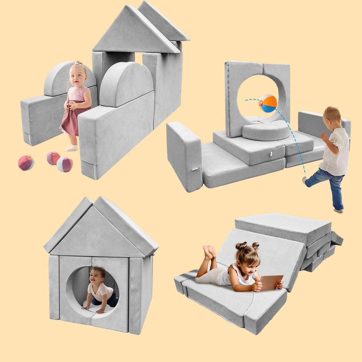 2 Ausway Kids Sofa Play Set Modular Couch 12Pcs, 2 of 7