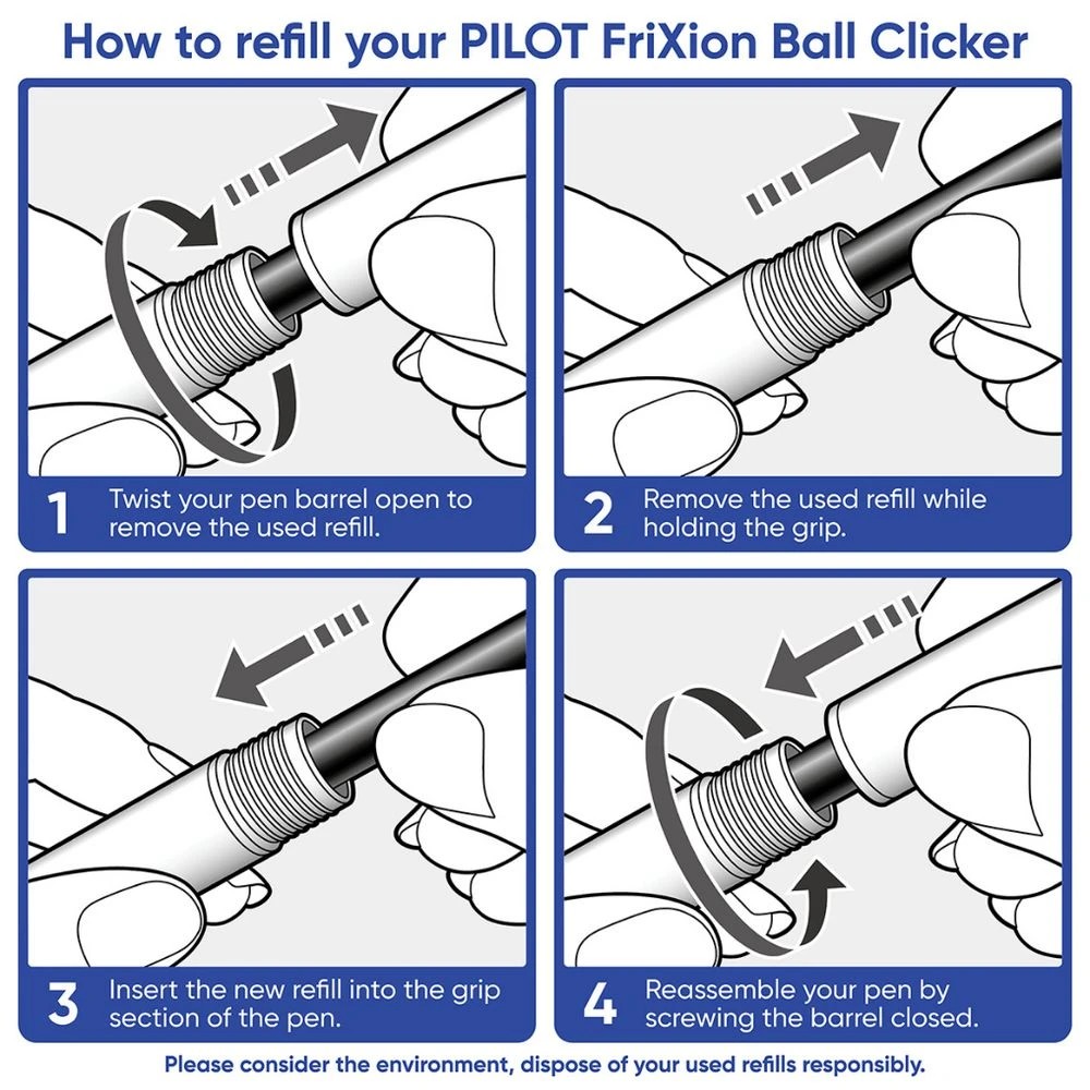 7 PILOT FriXion Clicker Erasable Gel Pen 1mm Blue 2 Pack, 7 of 7