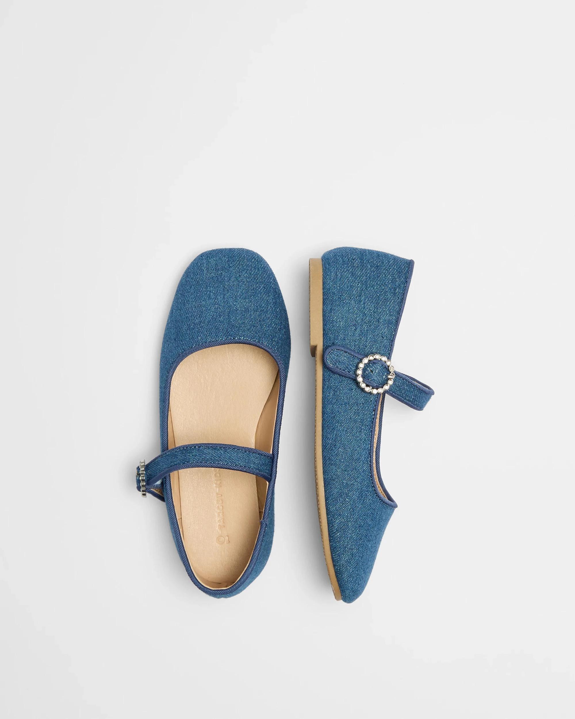 3 Target Girls Diamonte Buckle Ballet Flat DENIM BLUE, 3 of 3