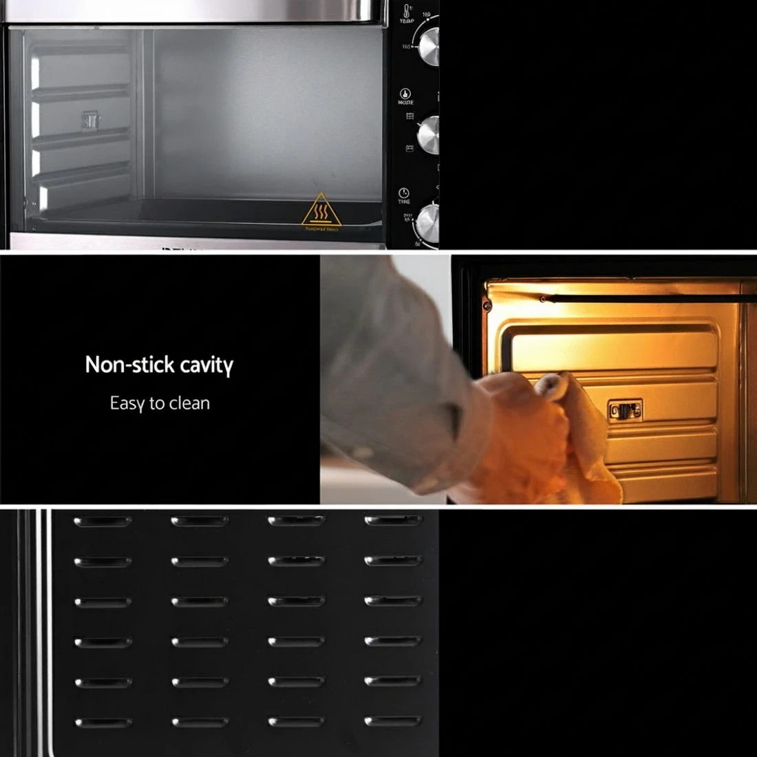 8 Devanti 30L Convection Oven Electric Fryer Ovens 1600W - Black, 8 of 8