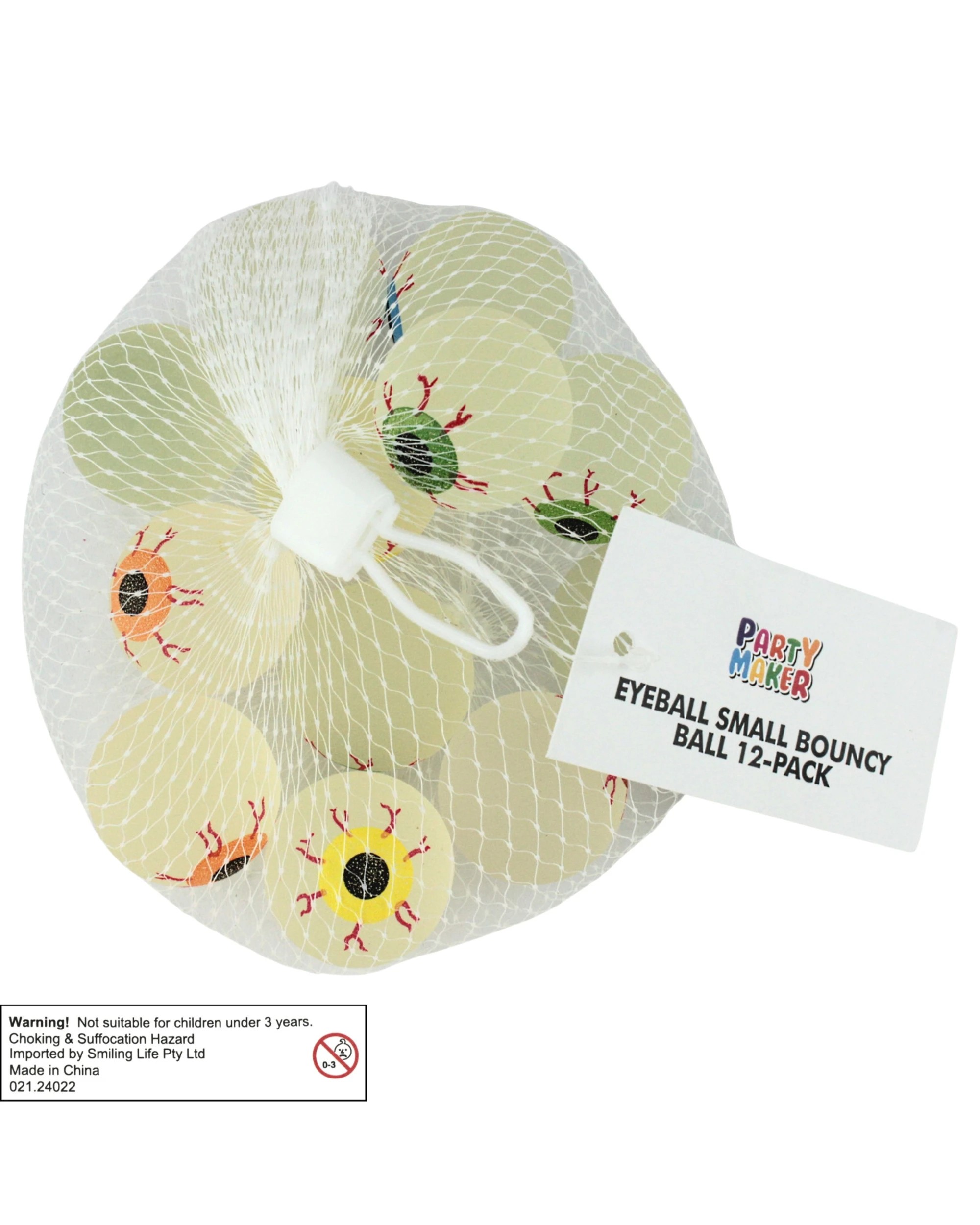 3 Partyrama Glow In The Dark Eyeball Bounce Balls Pack of 12, 3 of 3