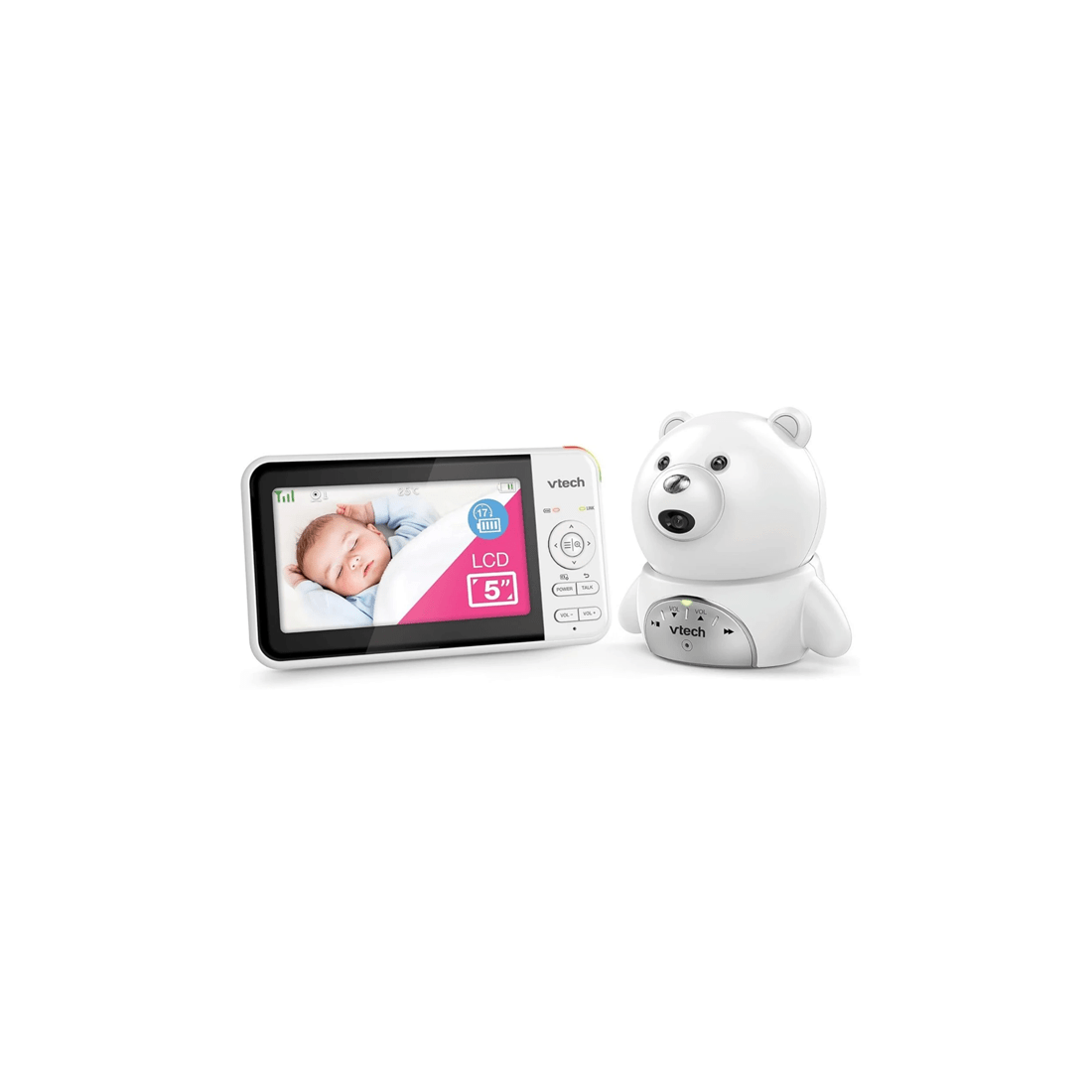 1 Vtech Full Colour Baby Video Audio Monitor Bear Camera 5 Inch Display
 - White, 1 of 3