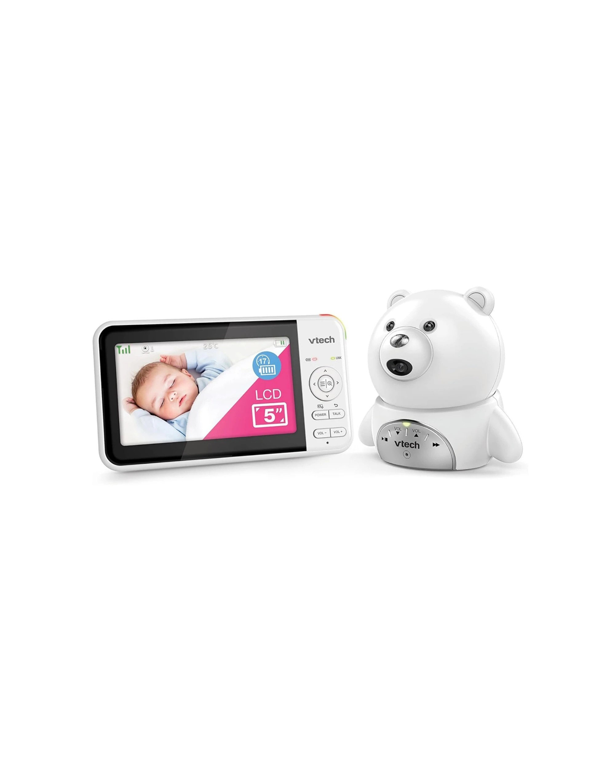 1 Vtech Full Colour Baby Video Audio Monitor Bear Camera 5 Inch Display
 - White, 1 of 3