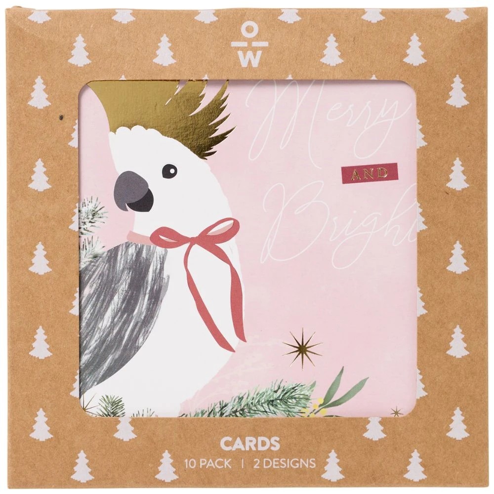 1 Officeworks Christmas Cards Square 10 Pack Australiana 1, 1 of 2
