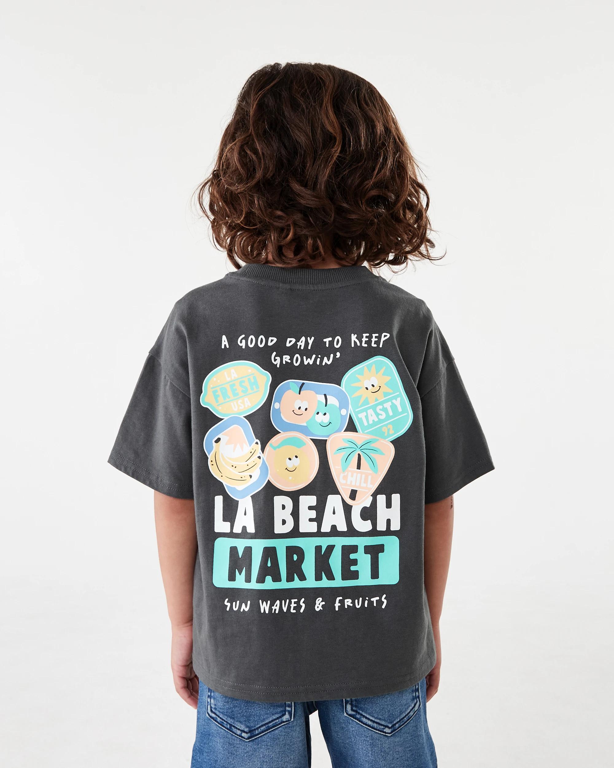 2 Short Sleeve Oversized Print T-shirt Gry Fruit, 2 of 7