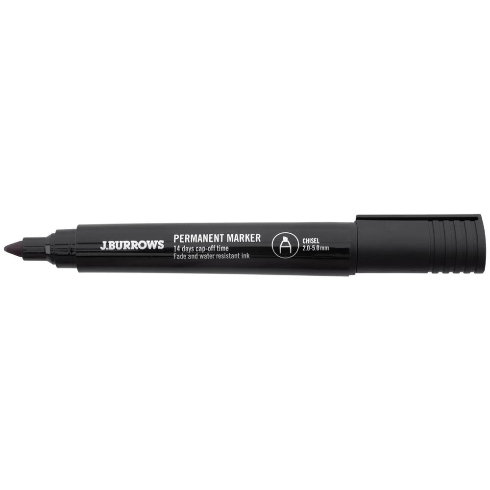 2 J.Burrows Permanent Markers Chisel Black 12 Pack, 2 of 4