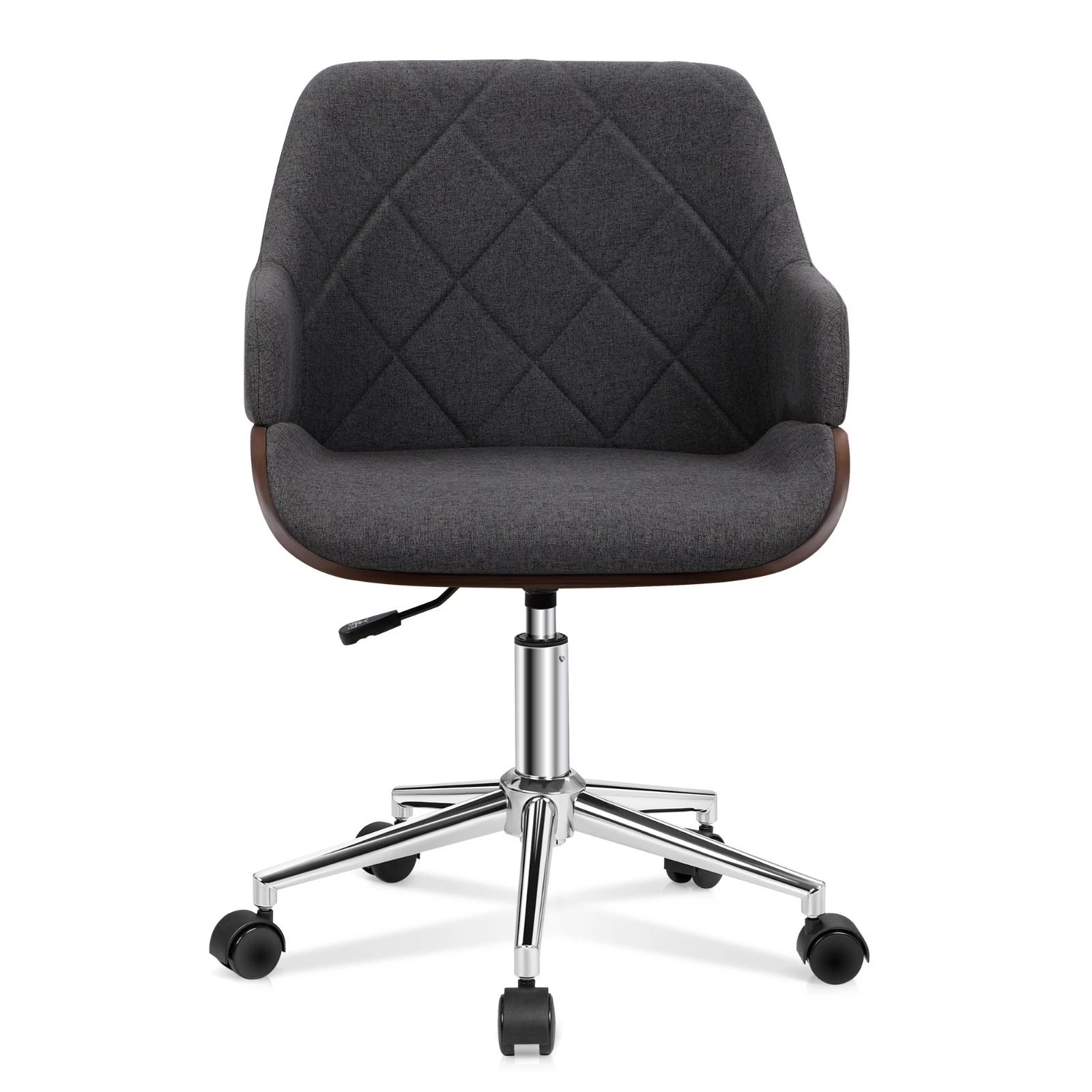 7 Alfordson Wooden Office Chair Computer Chairs Executive Seat Fabric - Grey, 7 of 10