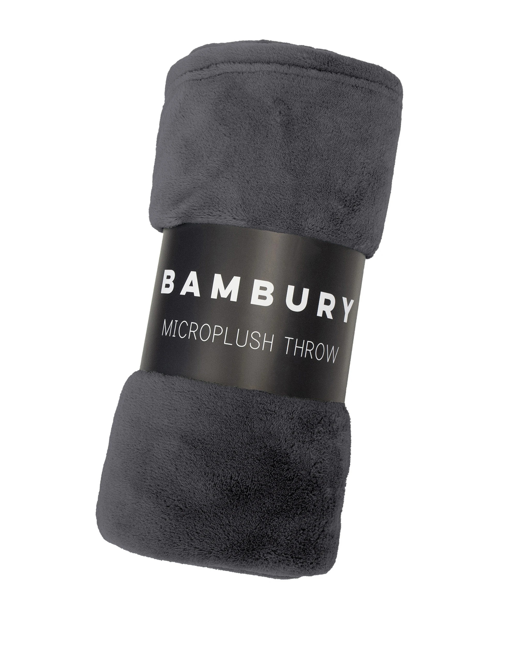2 Bambury Microplush Soft Cosy Throw Rug - Charcoal, 2 of 3