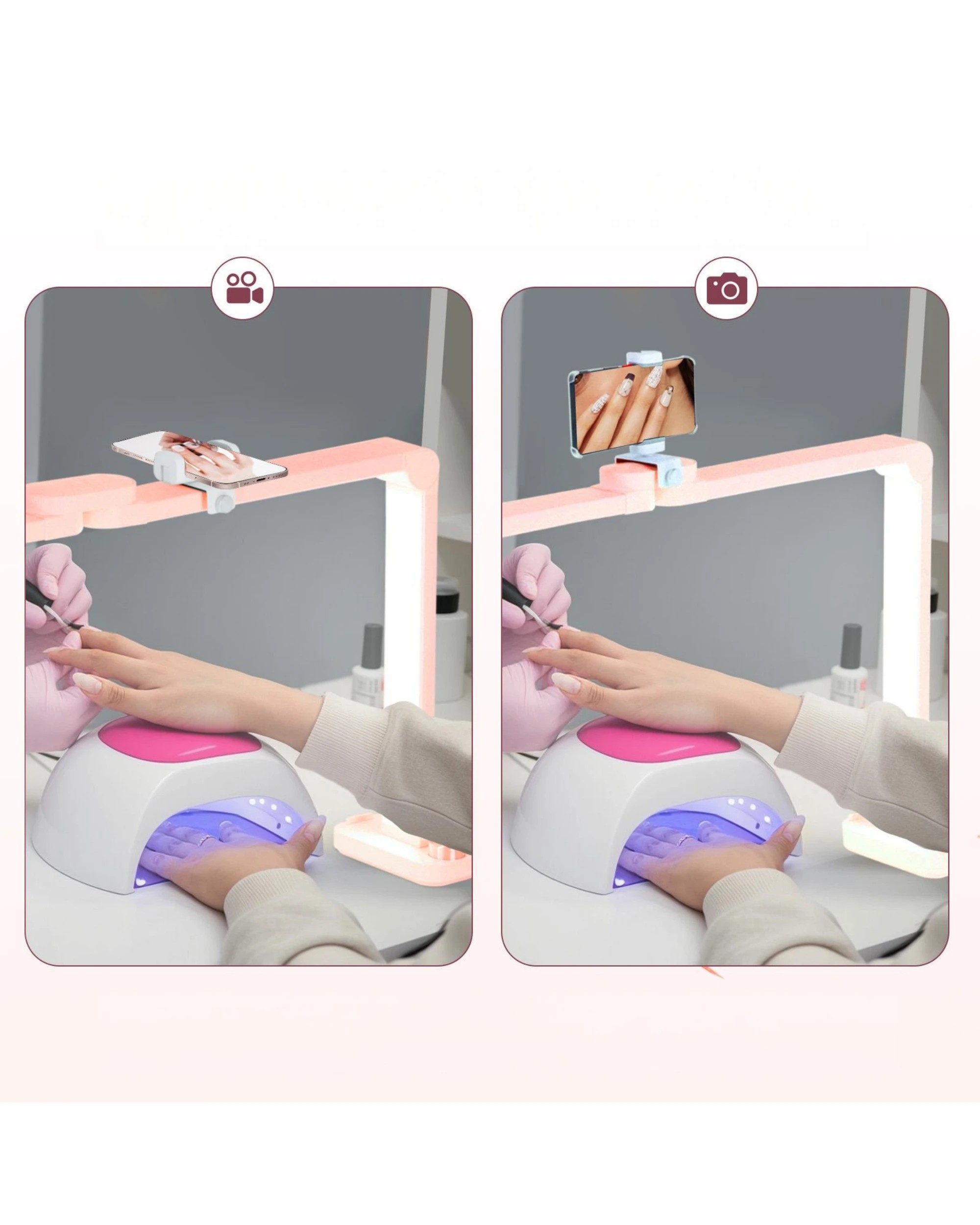 3 Advwin Foldable Nail Tech Lamp for Desk - Pink, 3 of 8