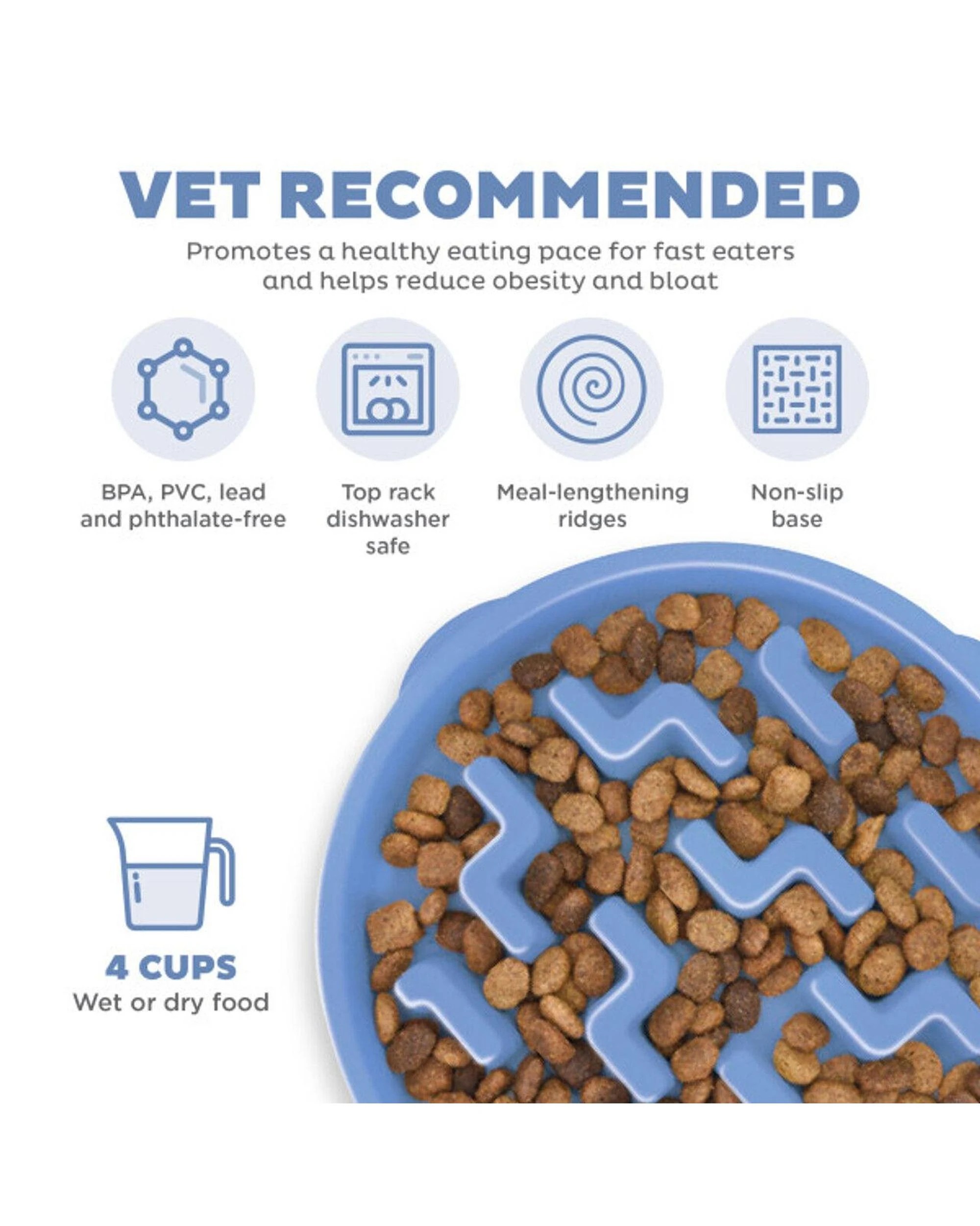 3 Outward Hound Fun Feeder Interactive Slow Bowl Notch for Dogs Blue Large, 3 of 6