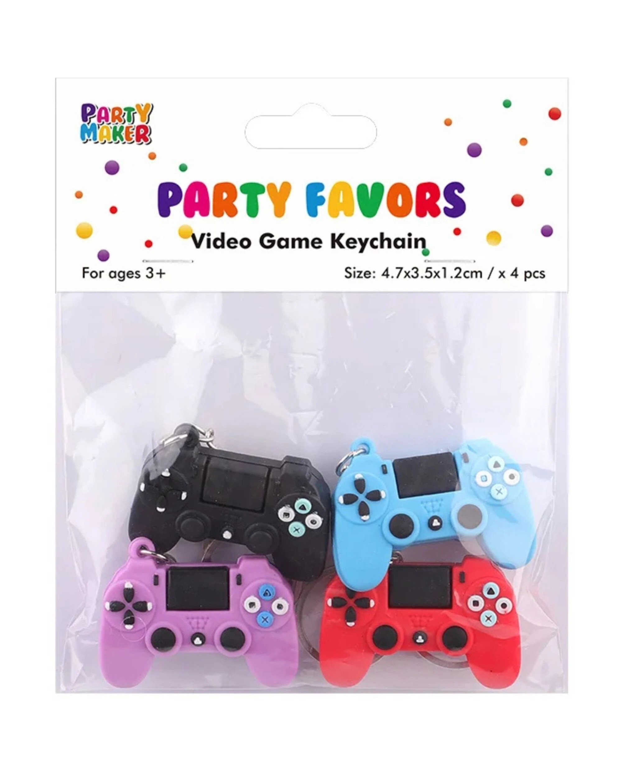 4 Party Maker Video Game Keyrings Pack of 4 - Multi, 4 of 4
