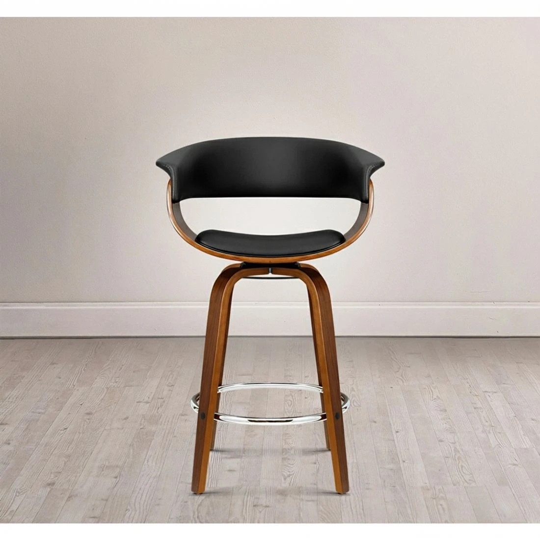 5 Artiss Bar Stools Swivel PU Seat Wooden - Black, 5 of 6