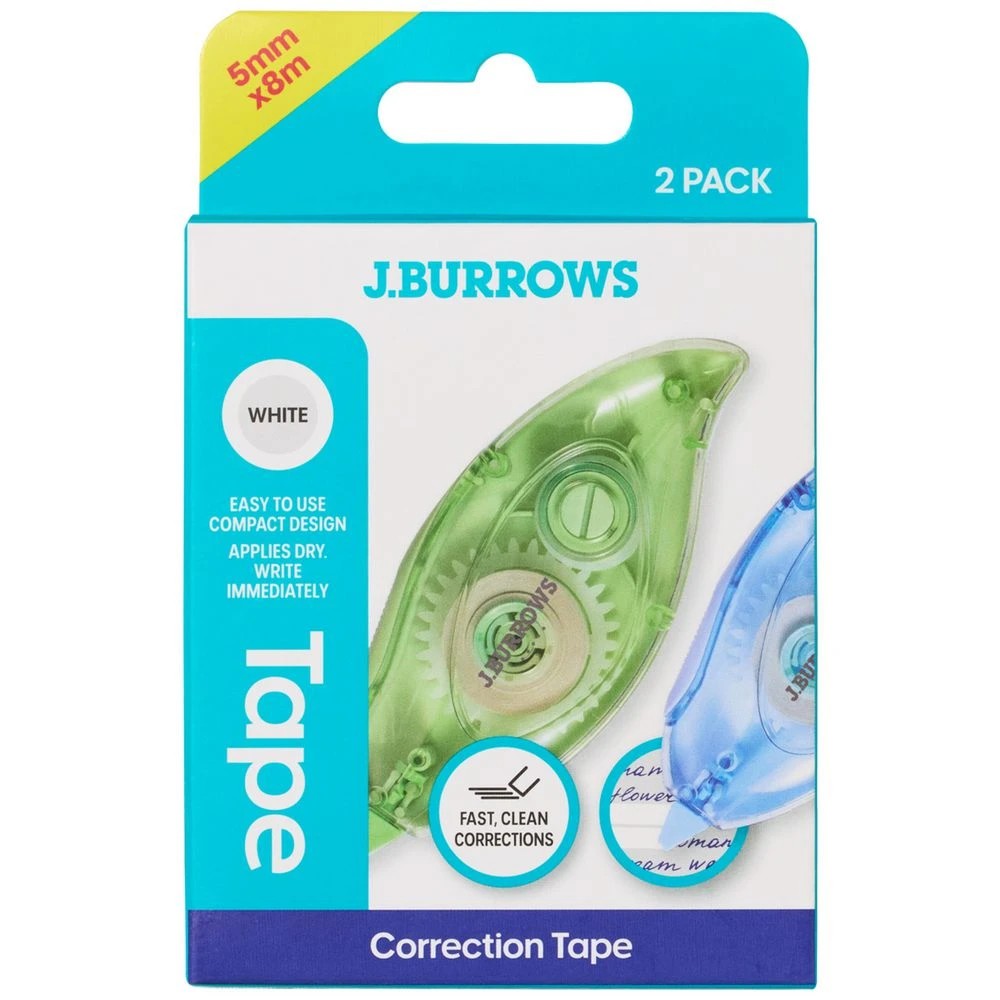 1 J.Burrows Soft Grip Correction Tape 5mmx8m 2 Pack, 1 of 4