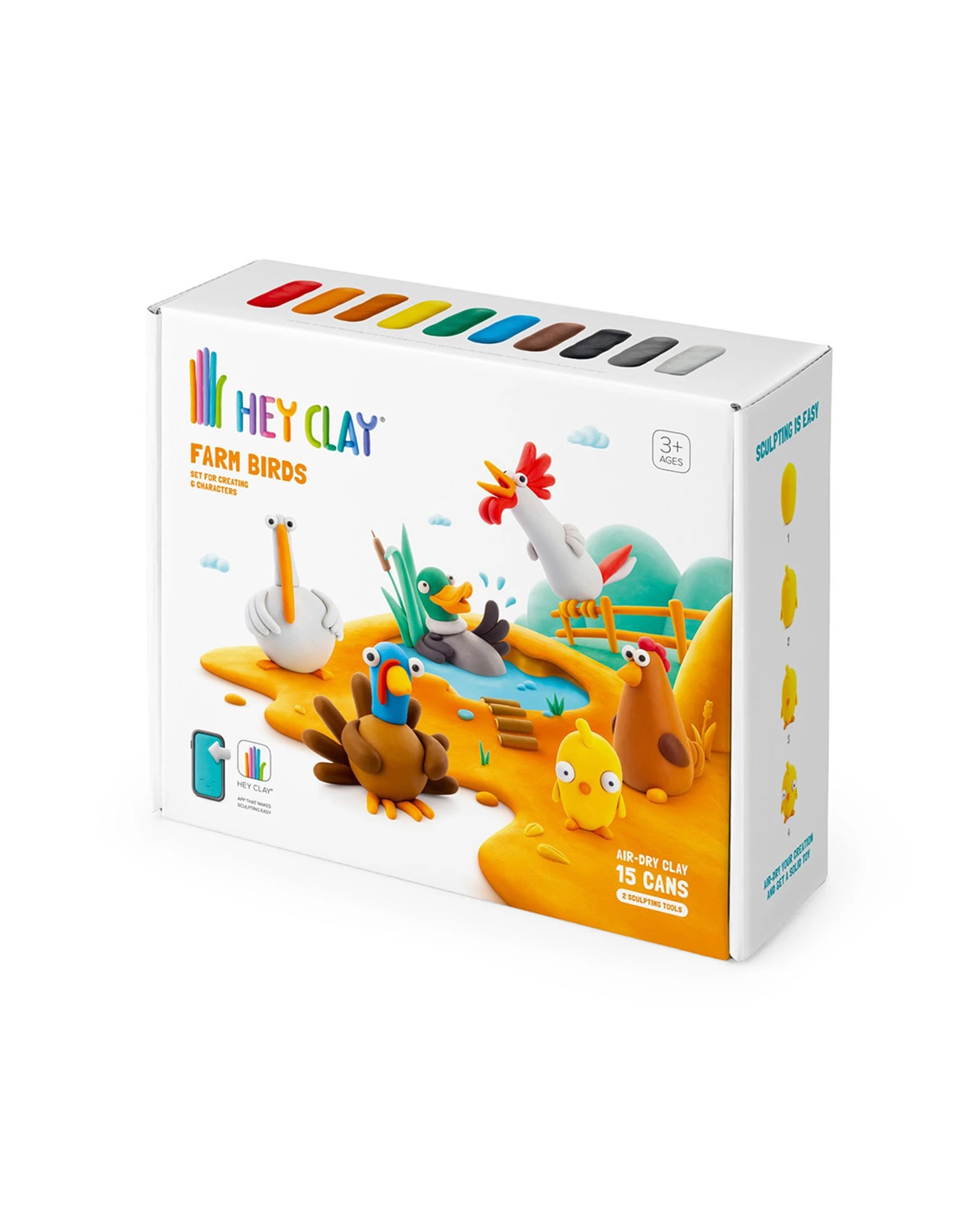 2 Hey Clay Farm Birds 15 Cans & 2 Tools Kids/Childrens Creative Clay Play Set - Multi, 2 of 6