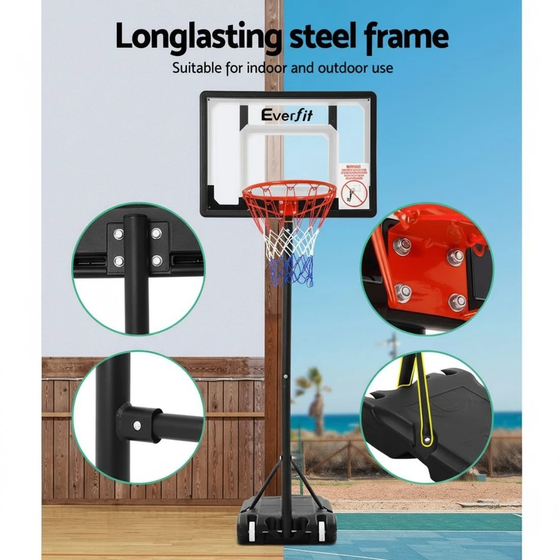 5 Everfit 2.1M Basketball Hoop Stand System Adjustable Portable Pro Kids Clear - Multi, 5 of 7