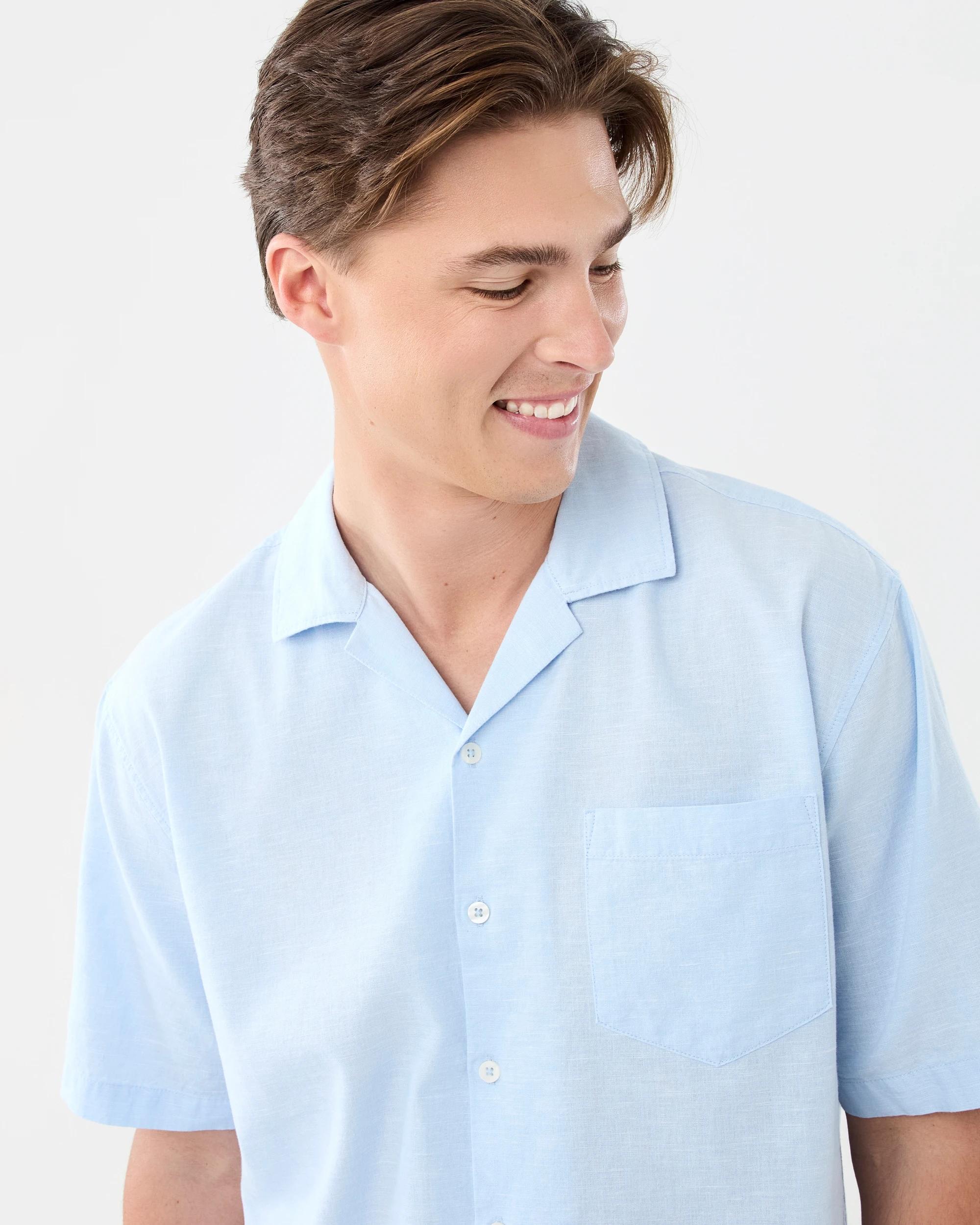 4 Short Sleeve Cotton Linen Shirt Blu Crystl, 4 of 7