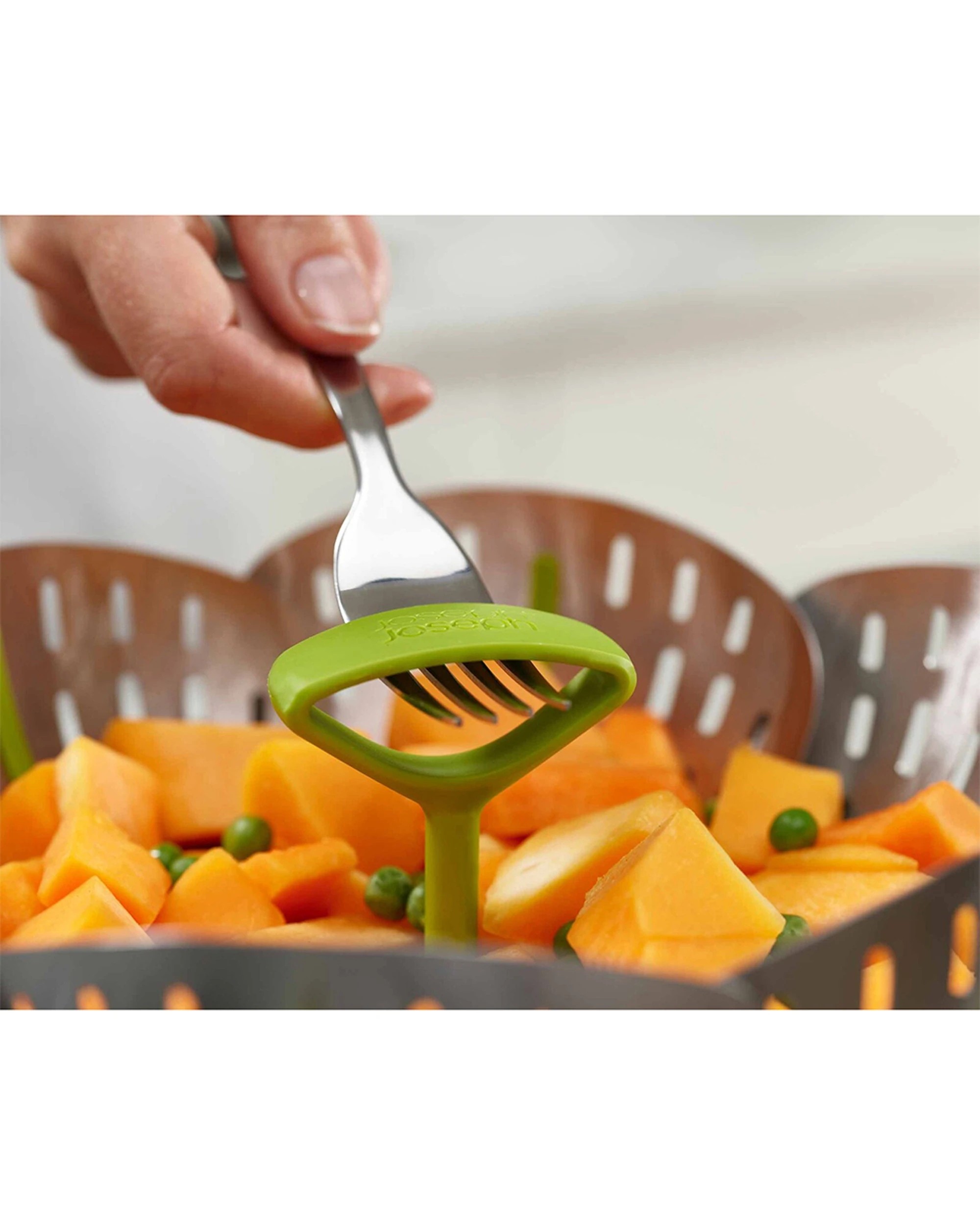 4 Joseph Joseph Bloom 16cm Steel Folding Steamer Basket Self-Adjusting Heat-Resistant - Green, 4 of 6