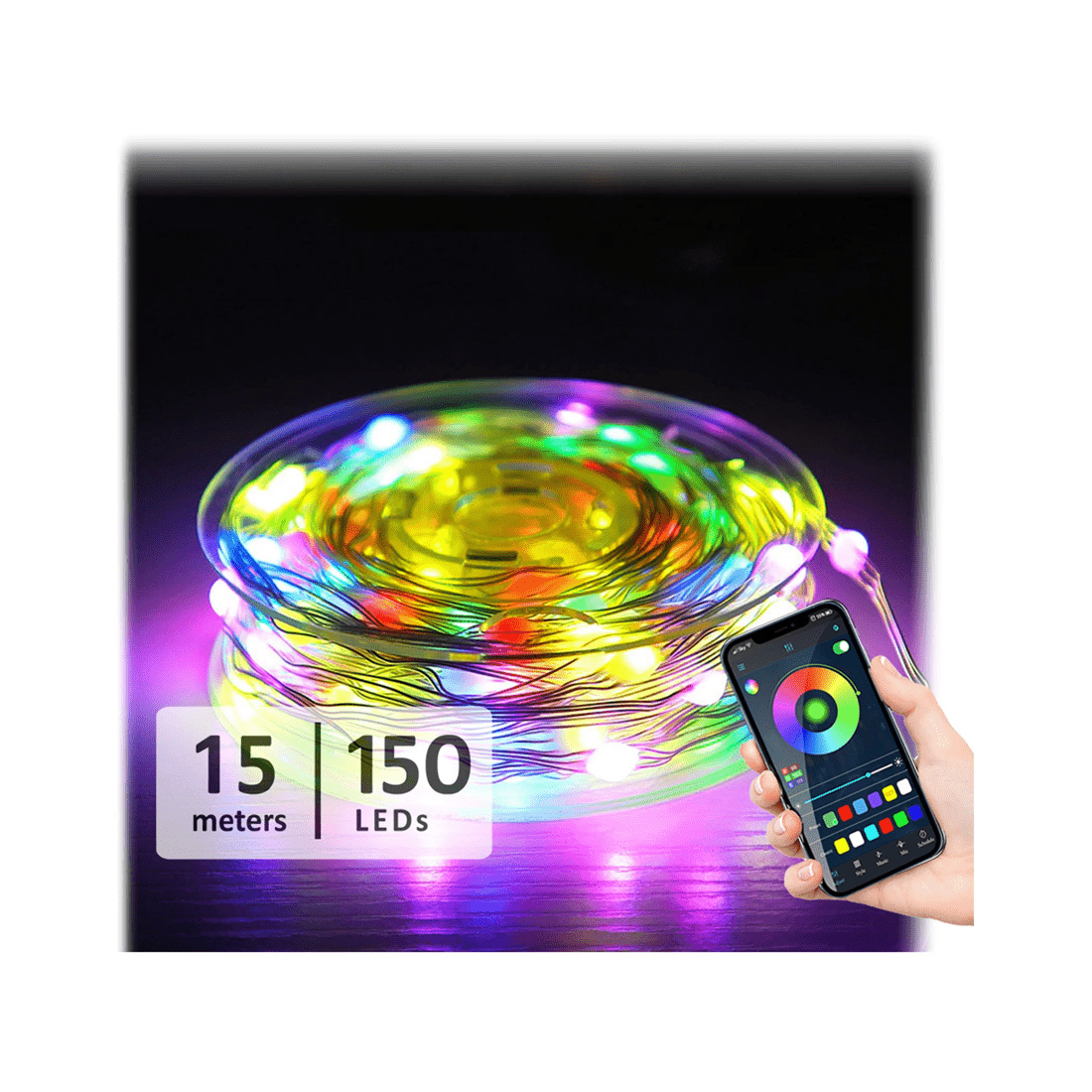 2 Sansai 15m Rgb Led Bluetooth App Control Fairy Strip Party Lights Ip65 W/remote
 - Multi, 2 of 5