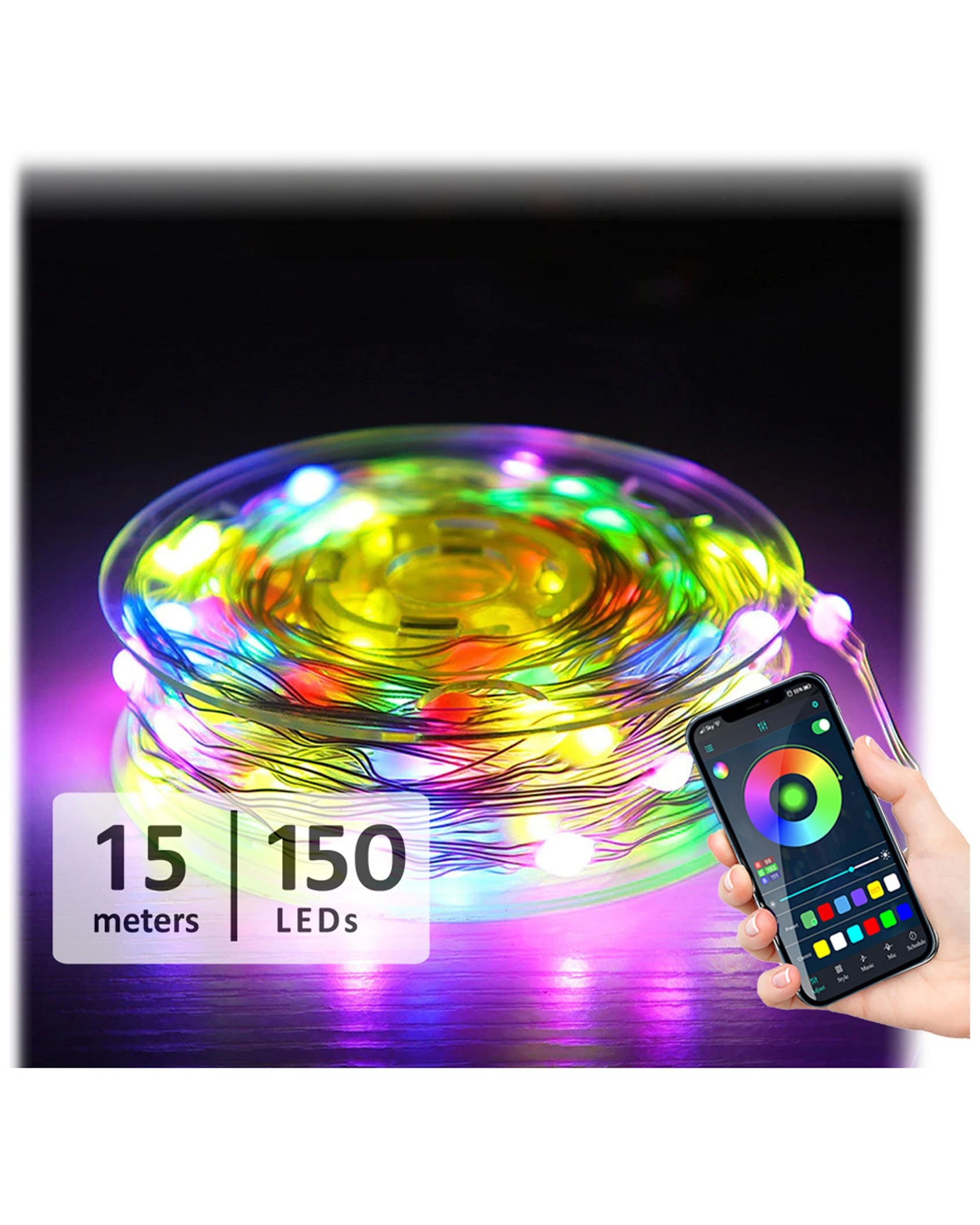 2 Sansai 15m Rgb Led Bluetooth App Control Fairy Strip Party Lights Ip65 W/remote
 - Multi, 2 of 5