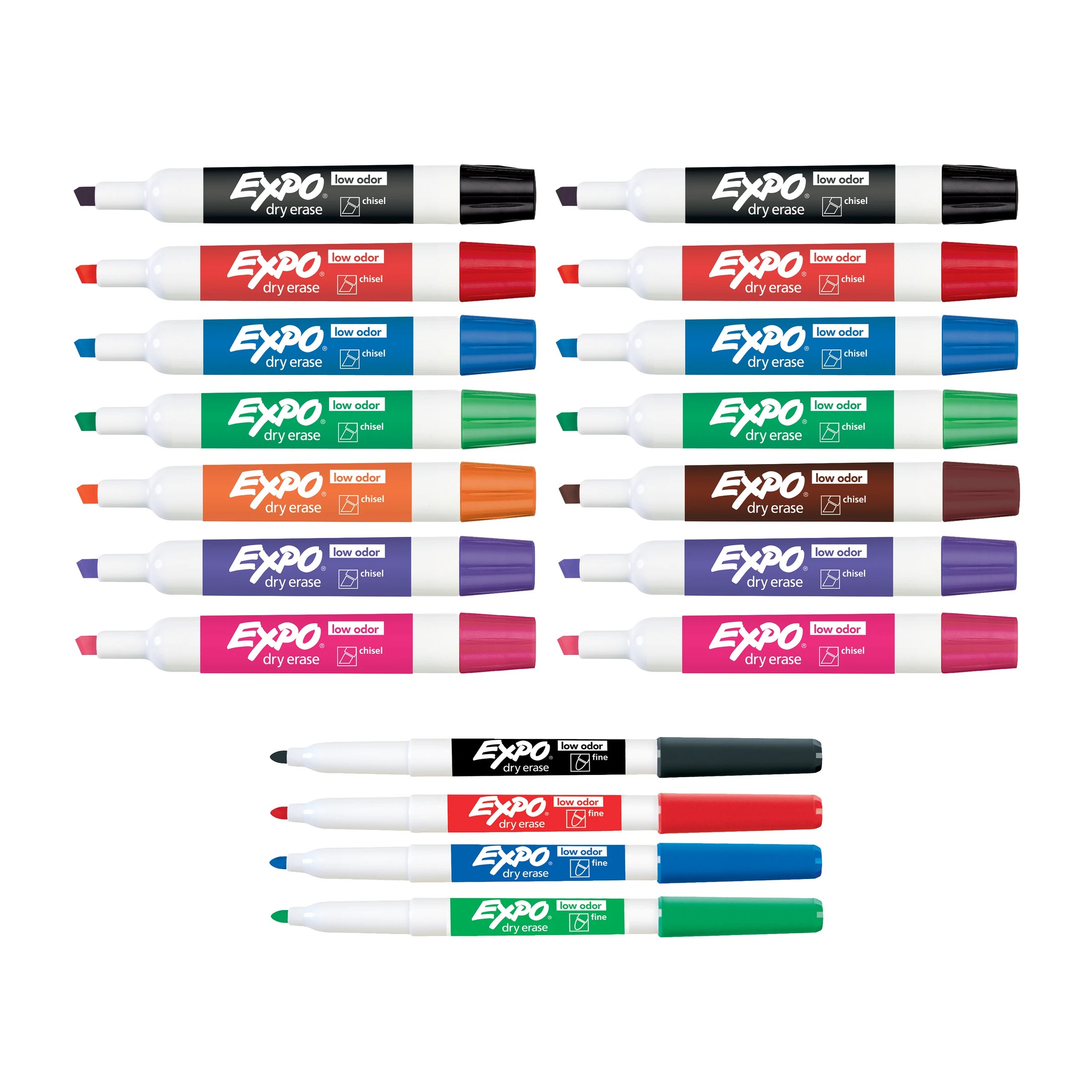 2 18 Pack Expo Low Odour Fine and Chisel Tip Dry Erase Markers, 2 of 8
