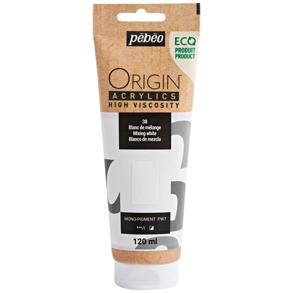 1 Pebeo Origin Acrylic Paint 120mL Mixing White, 1 of 2