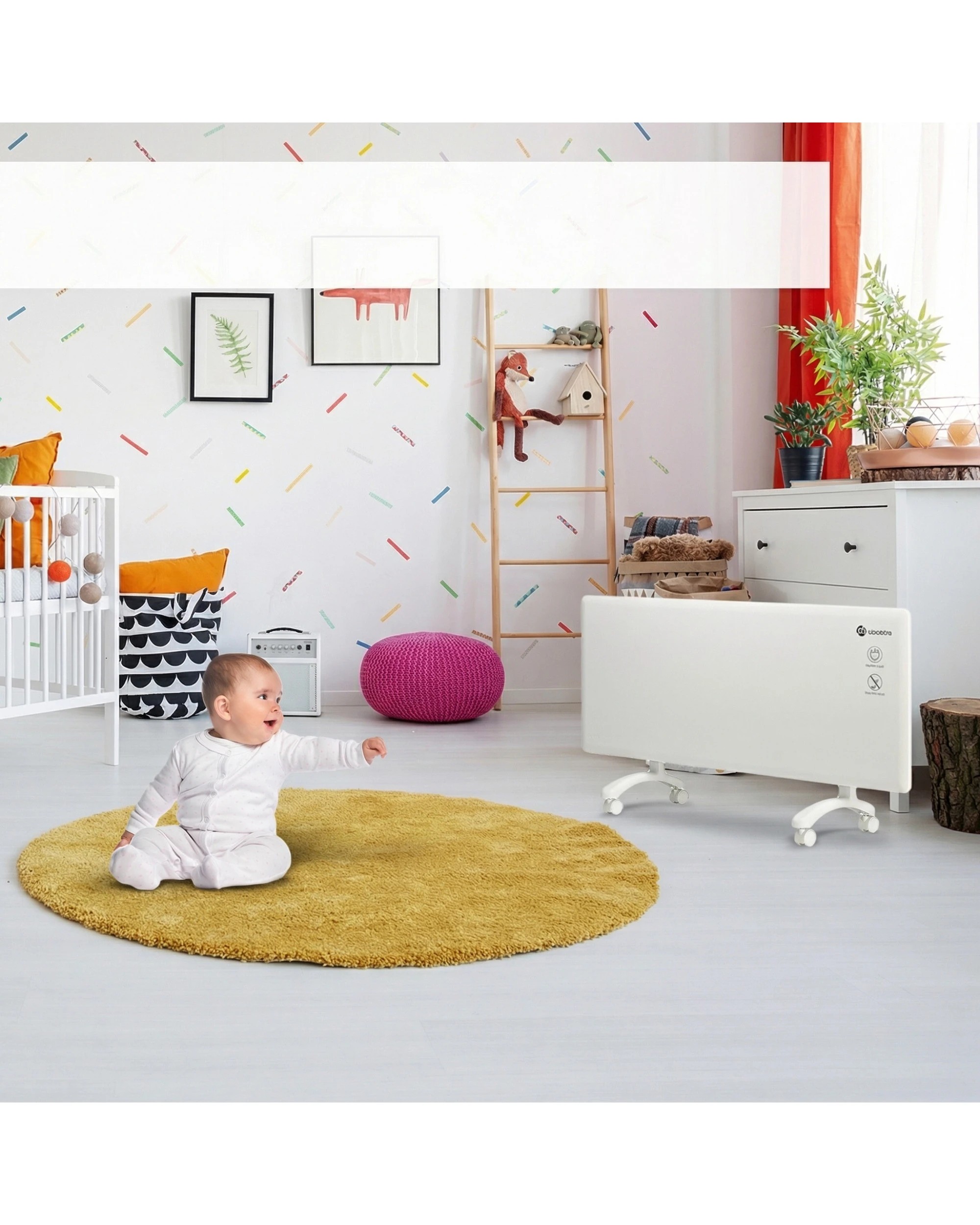 5 Nobo 1500W Electric Panel Heater with Thermostat and Castors - White, 5 of 8