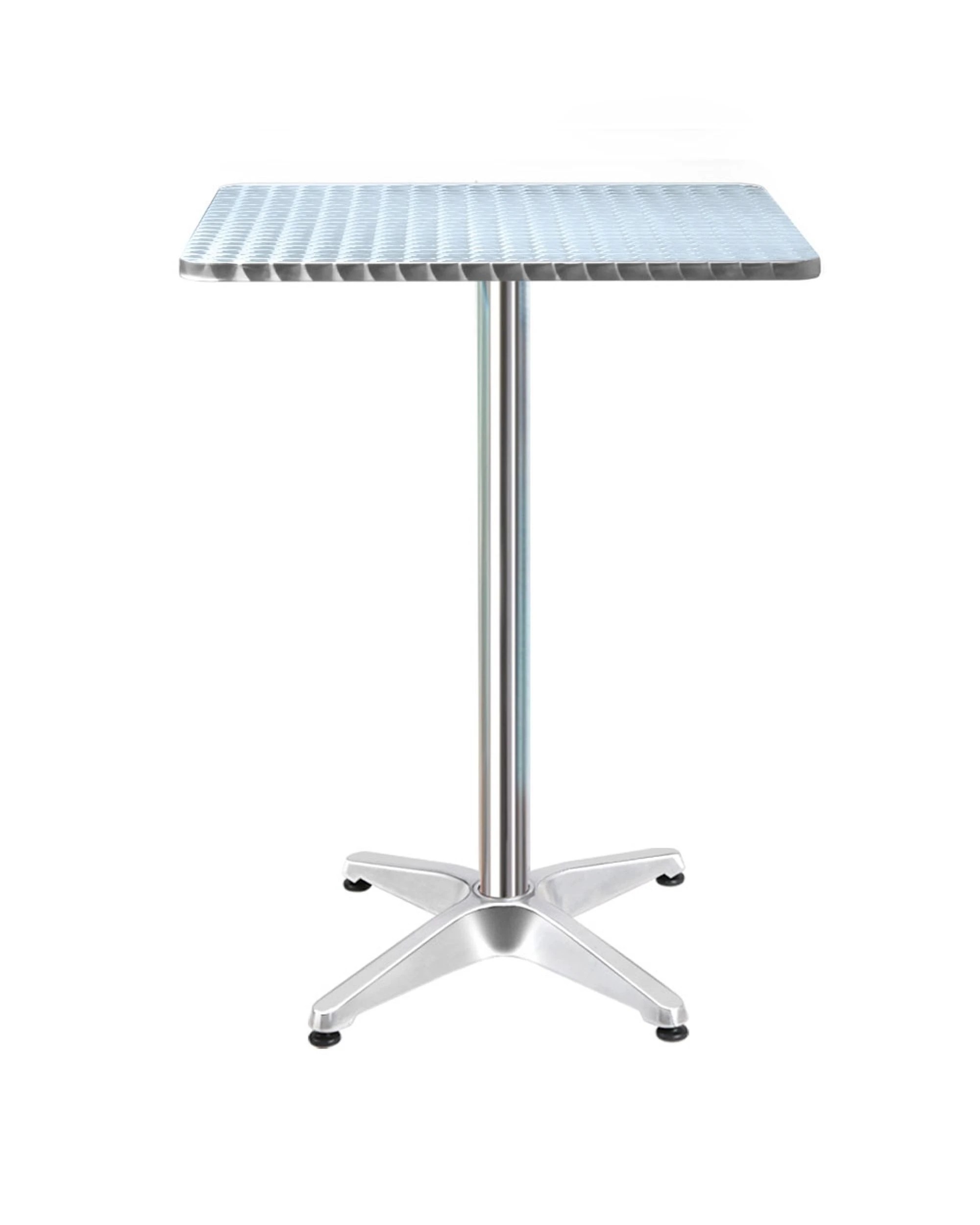 1 Gardeon Outdoor Bar Table Adjustable Aluminium Square 70/110cm
 - Silver, 1 of 2