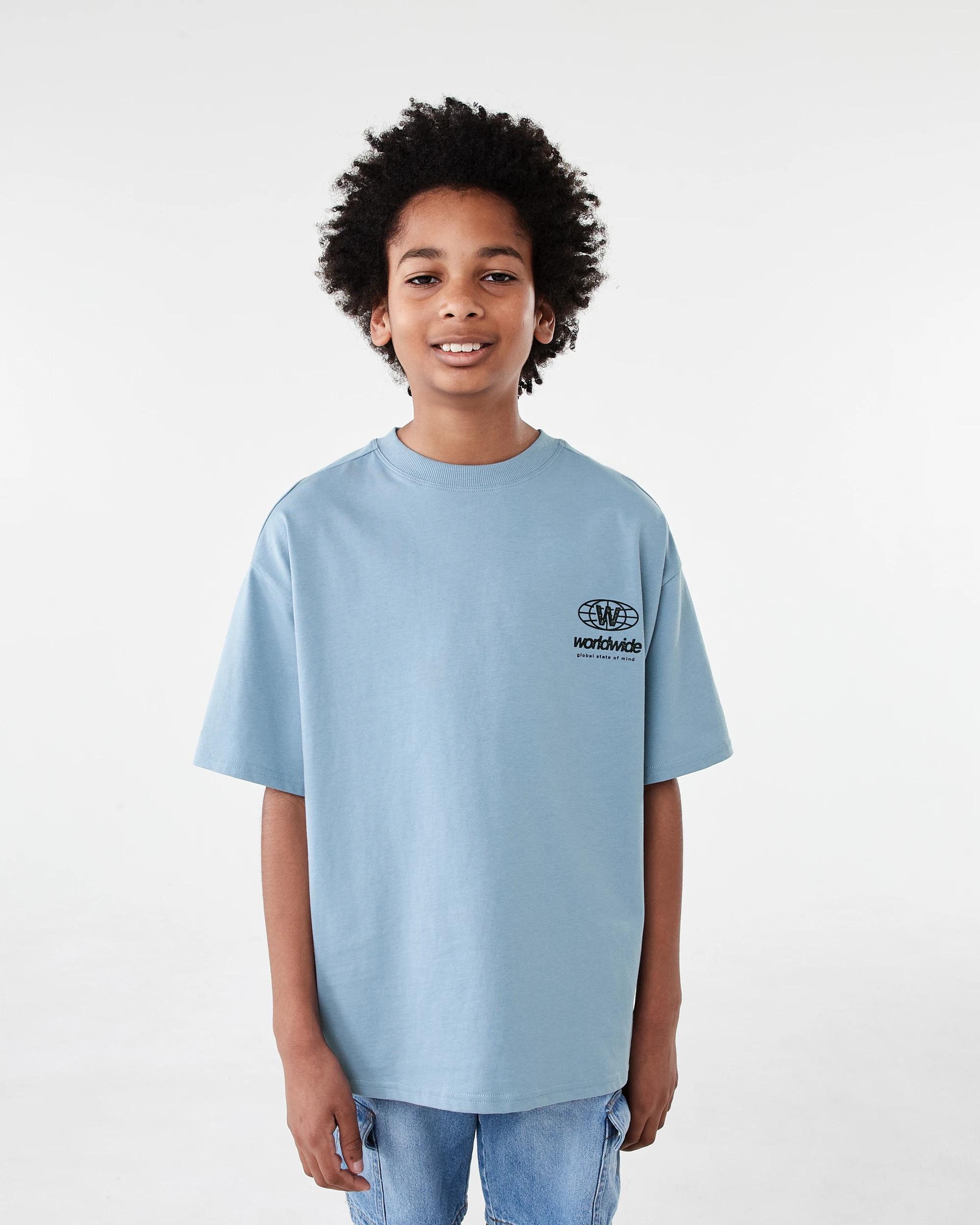 1 Short Sleeve Oversized Printed T-shirt Blu Street, 1 of 7