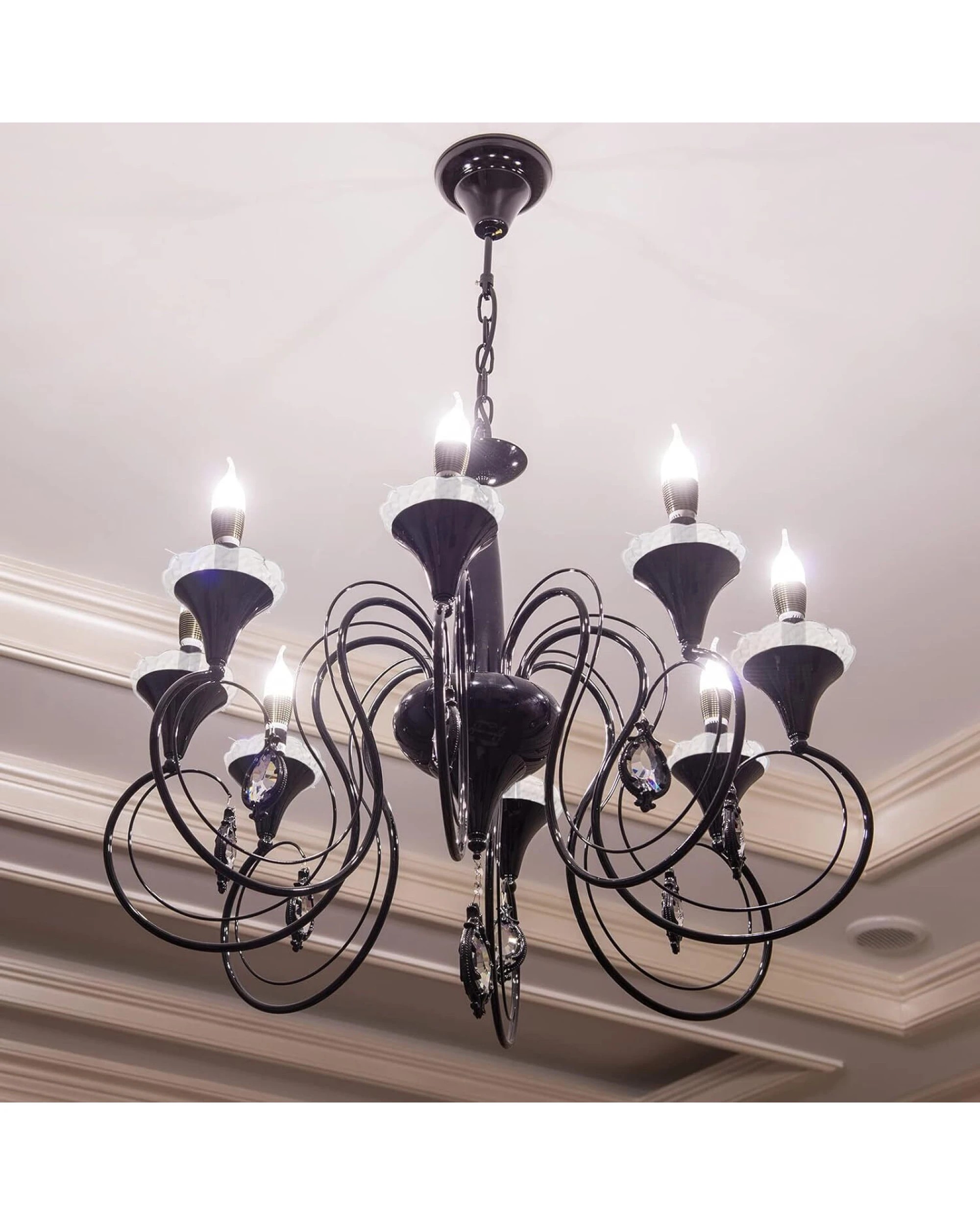 4 BR Home Crystal Chandelier Bobeche Lamp Part with Gold Pins, 4 of 5