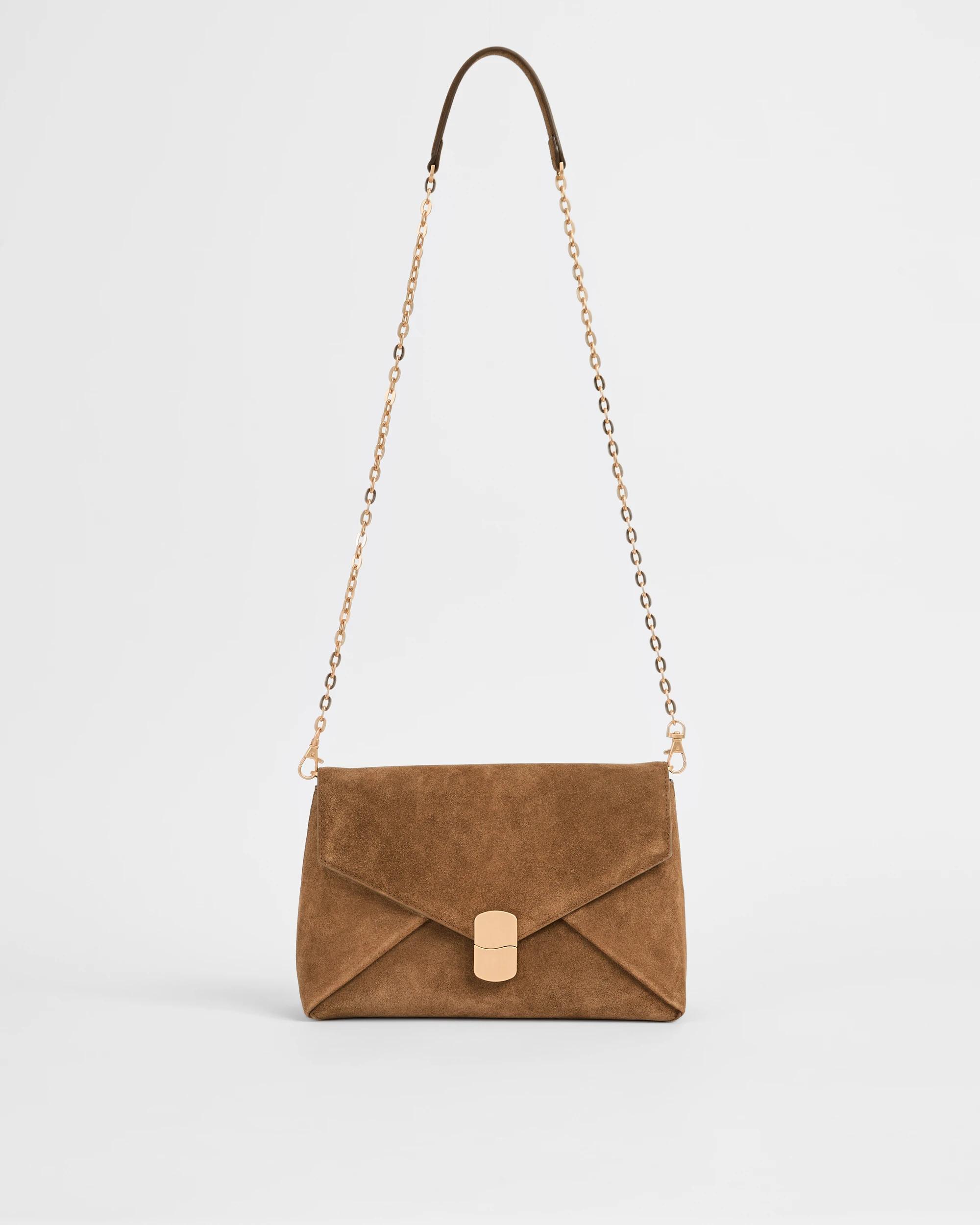 1 Target Accessories Premium Suede Leather Envelope Crossbody Bag HAZELNUT, 1 of 5