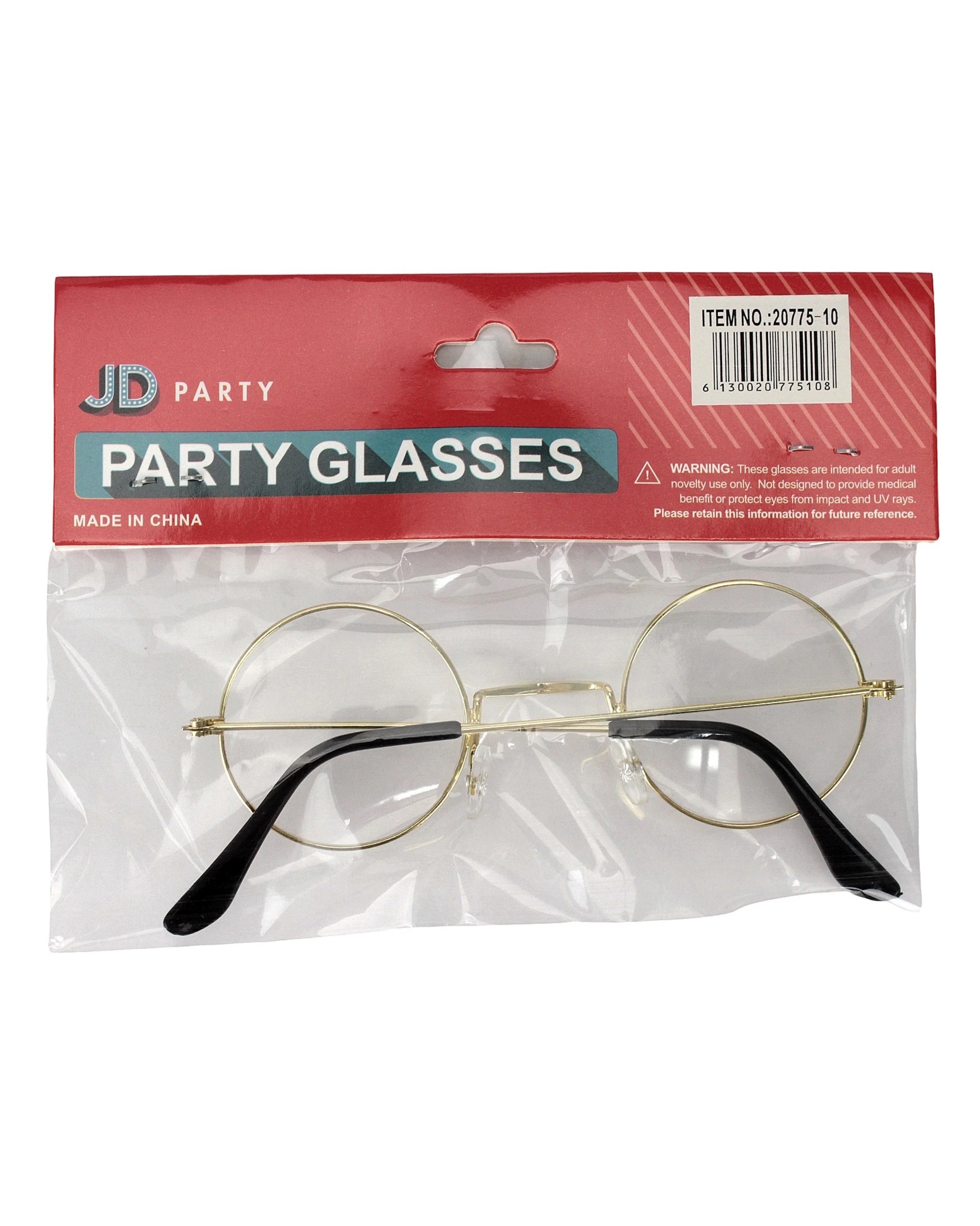 3 JD Party Kids Clear Gold Round Glasses - One Size - Gold, 3 of 3