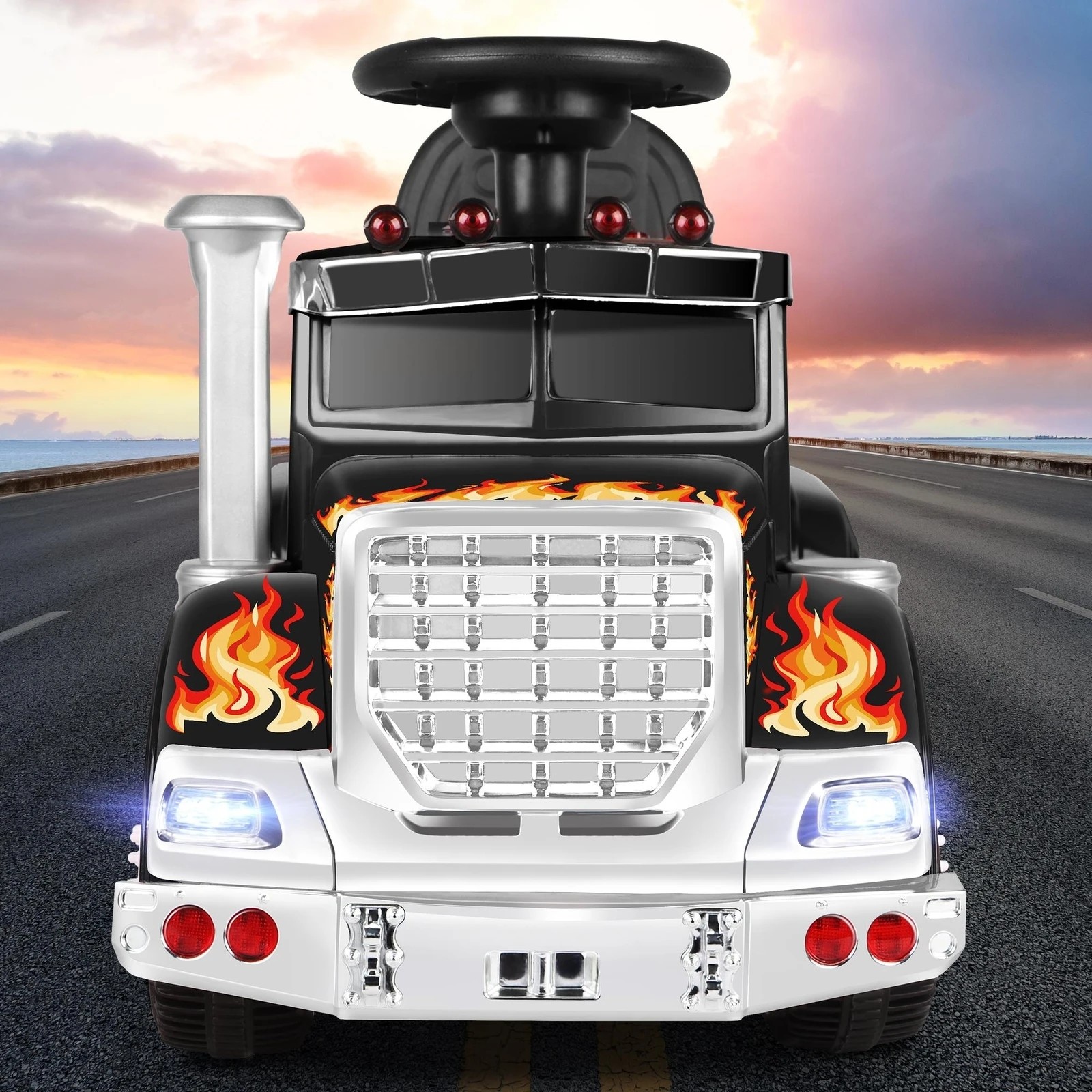 2 Alfordson Kids Ride On Car Electric Toy Truck 25W Motor w/ LED Lights - Black, 2 of 9