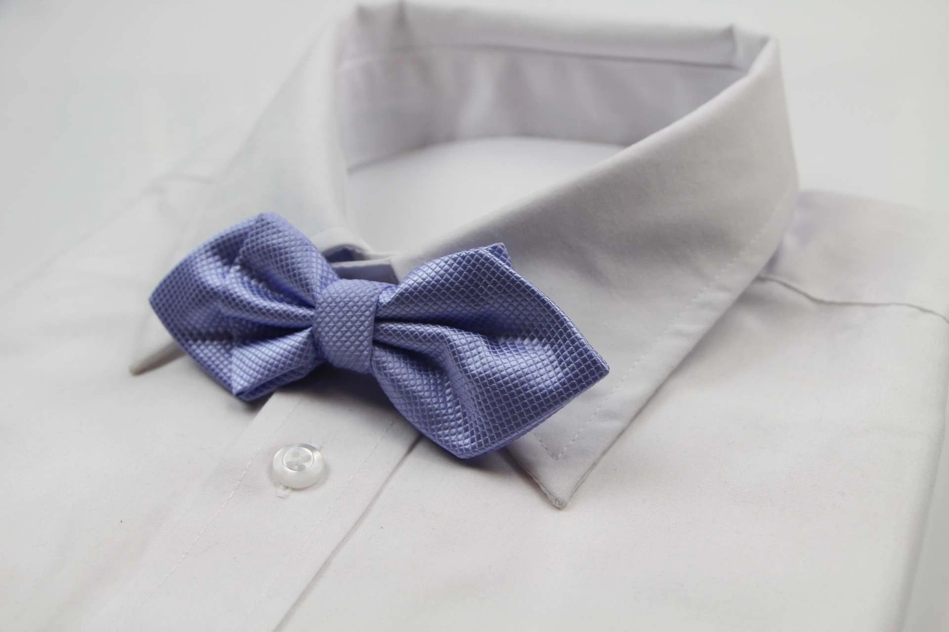3 Zasel Mens Lavender Diamond Shaped Checkered Bow Tie - Purple, 3 of 4