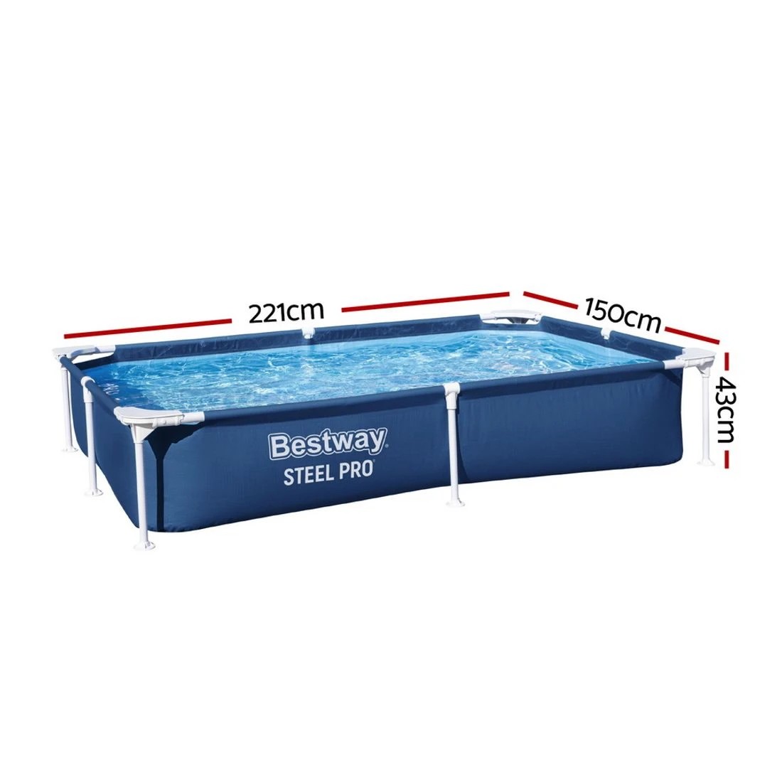 2 Bestway Swimming Pool 221x150x43cm Steel Frame Above Ground Pools 1200L - Multi, 2 of 5