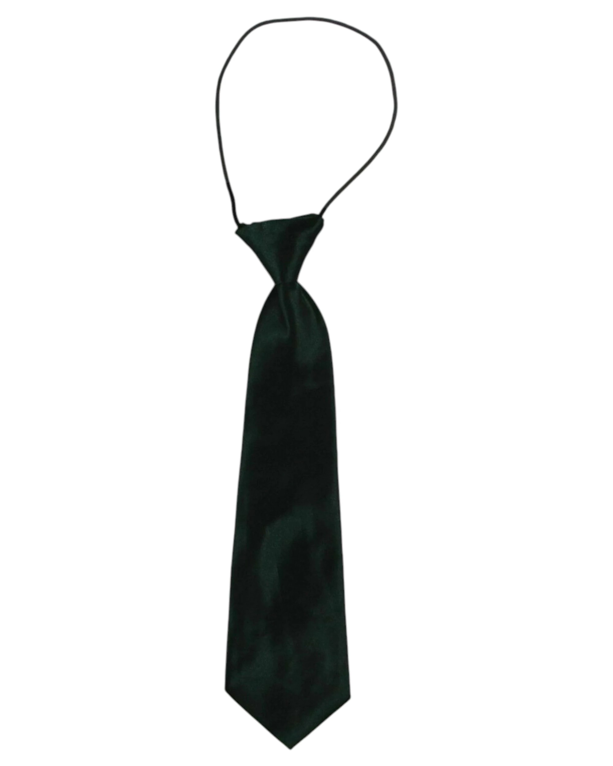 1 Zasel Kids Boys Bottle Green Elastic Plain Neck Tie, 1 of 1