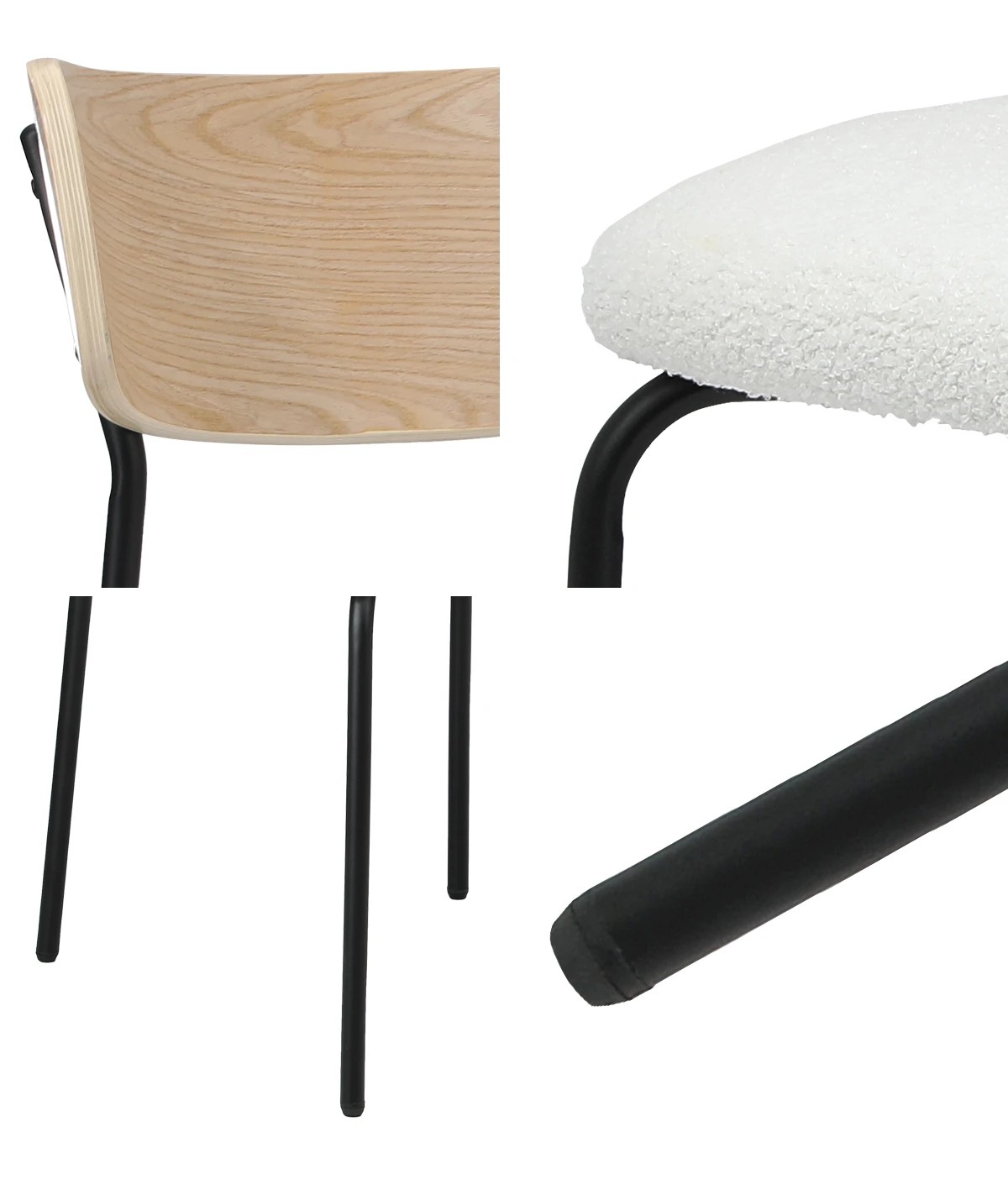 5 Oikiture 2PCS Dining Chairs Kitchen Chair Padded Lounge Seat Sherpa - White, 5 of 8