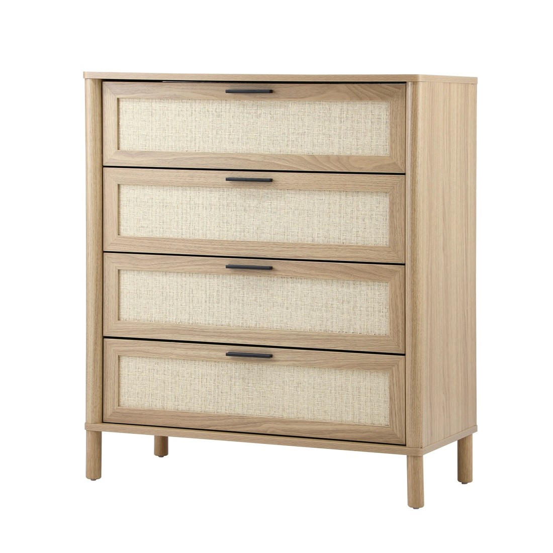 1 Oikiture 4 Chest Of Drawers Dresser Tallboy Storage Cabinet Rattan
 - Natural, 1 of 10