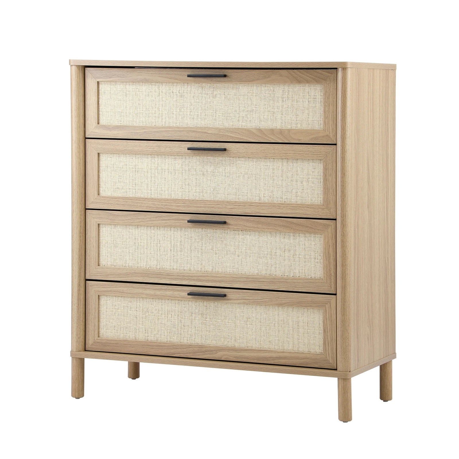 1 Oikiture 4 Chest Of Drawers Dresser Tallboy Storage Cabinet Rattan
 - Natural, 1 of 10