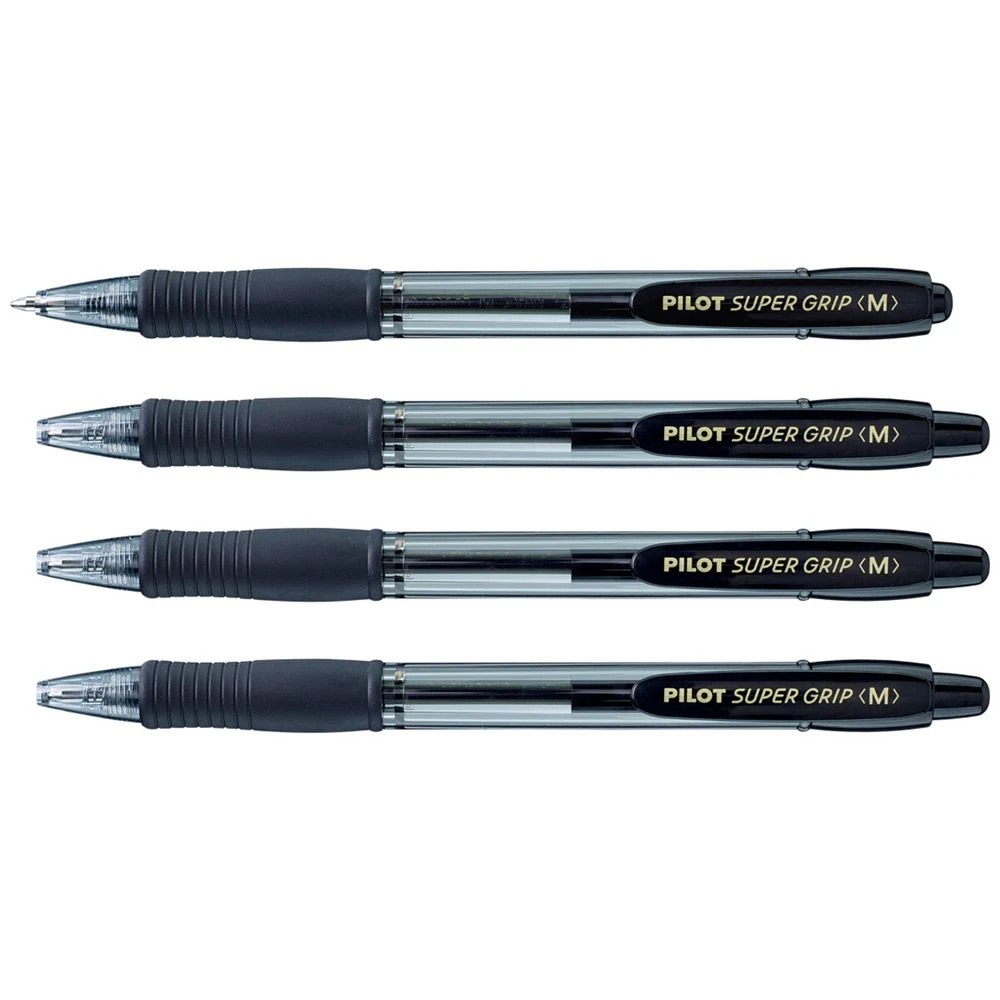 3 PILOT SuperGrip Retractable Ballpoint Medium 1mm Black 4 Pack, 3 of 8