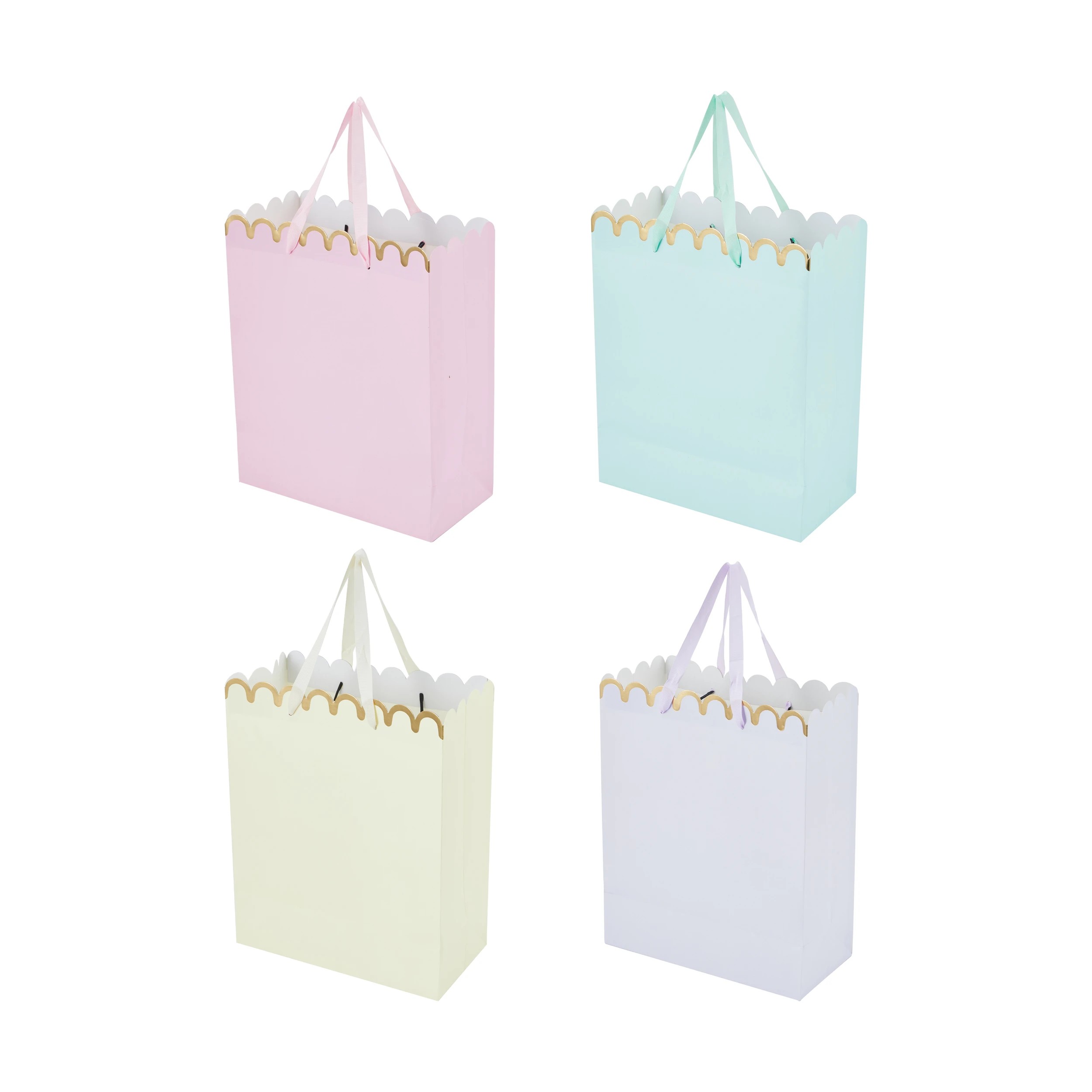 1 4 Pack Multi Pastel Scalloped Gift Bags - Large, 1 of 4