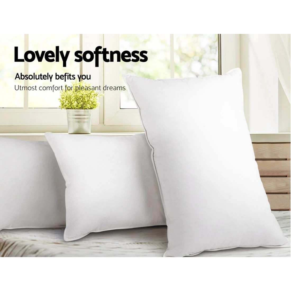 6 Giselle Bedding 4 Pack Bed Pillow Family Hotel 48x73cm Durable Space Saving Modern Decor Easy Assembly
 - white, 6 of 8