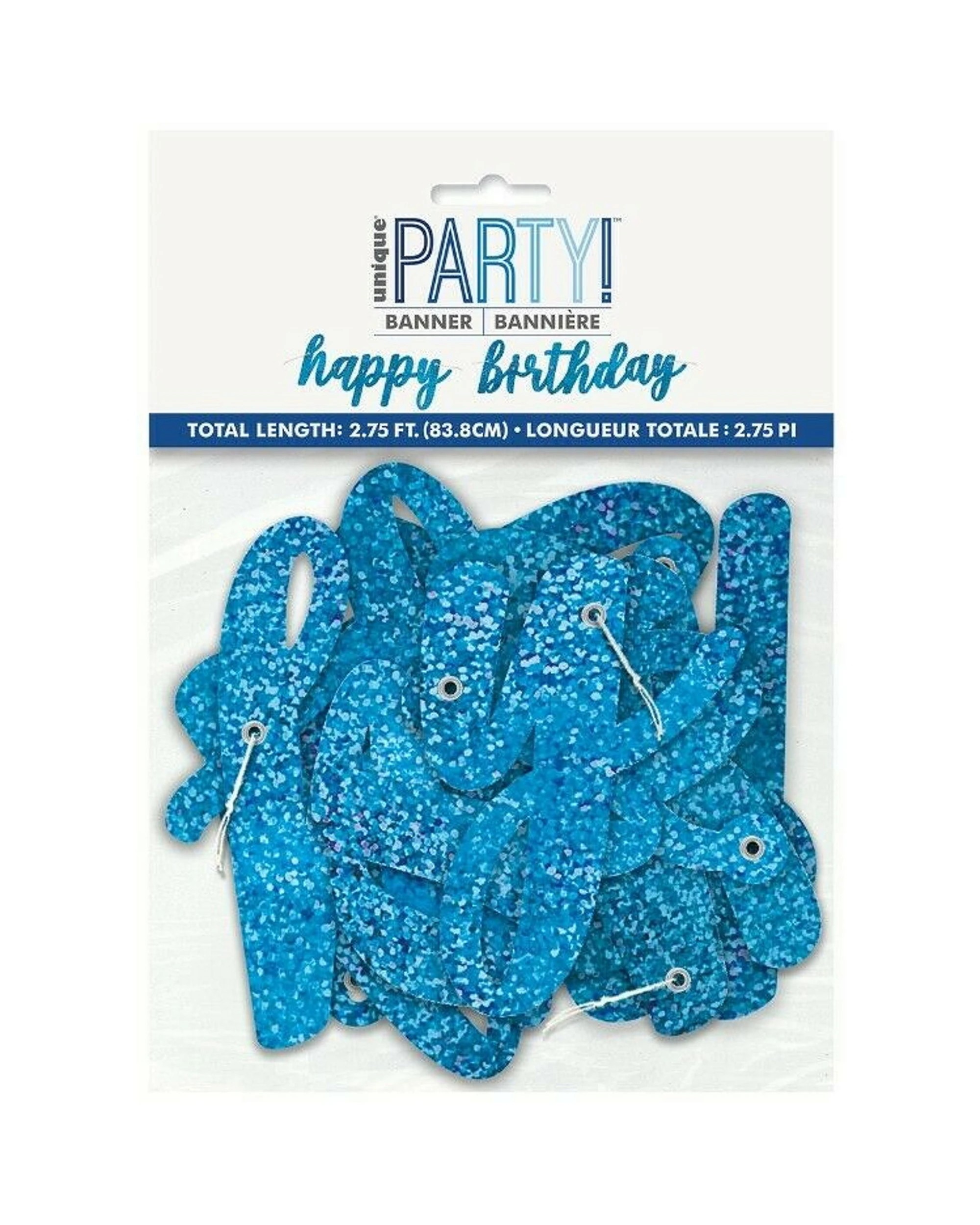 2 Unique Prismatic Happy Birthday Letter Banner 83.8cm - Blue, 2 of 2