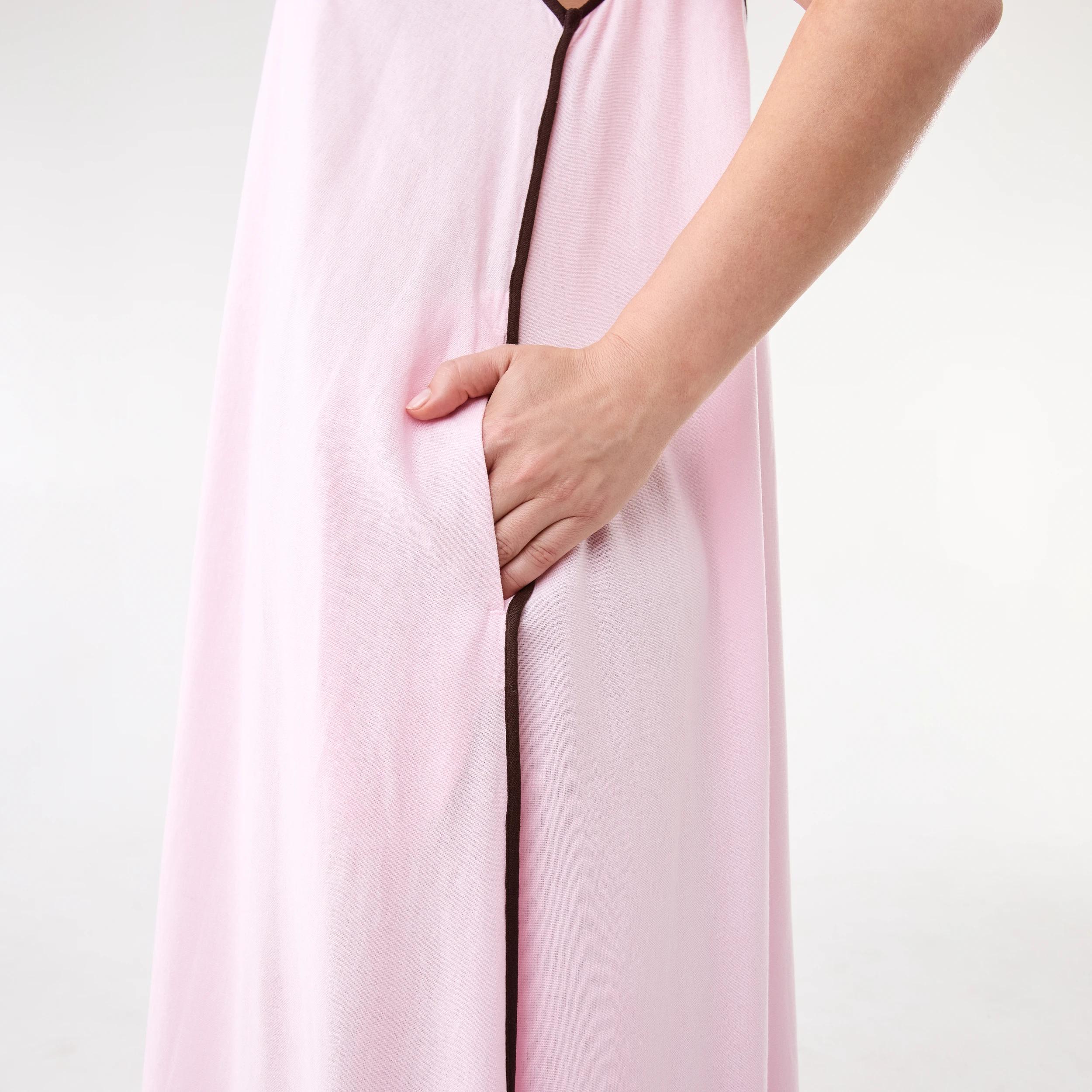 6 Sleeveless Trim Detail Maxi Dress Chery Pink, 6 of 10