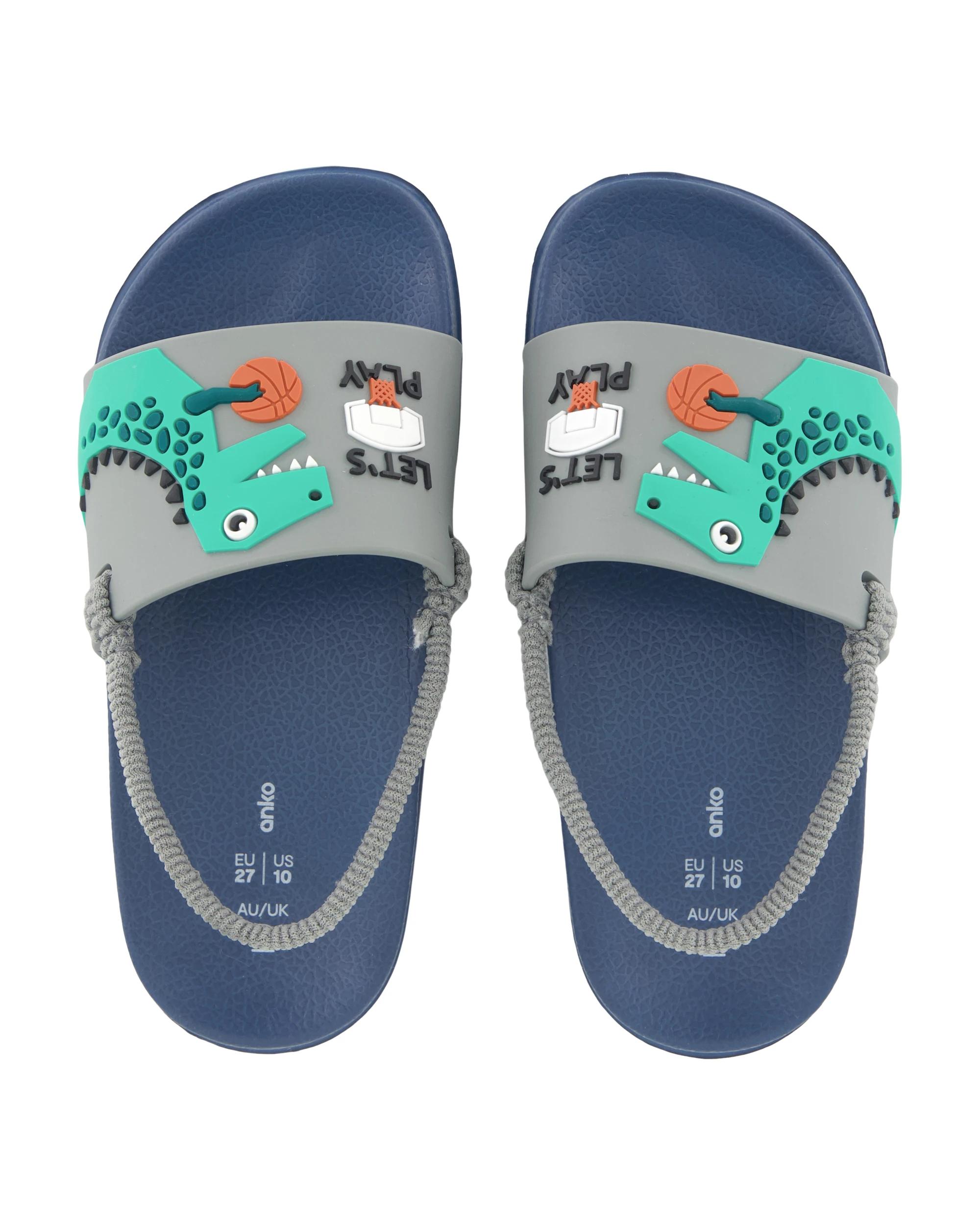 2 Junior Slip-On Slides Greyw/dino, 2 of 2