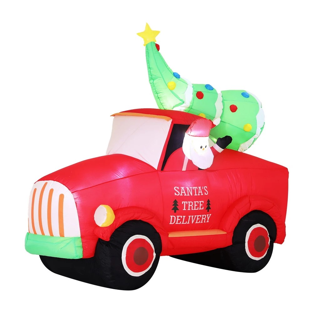 1 Jingle Jollys Christmas Inflatable Santa Truck 1.6M Height LED Decorations Illuminated - Multi, 1 of 7