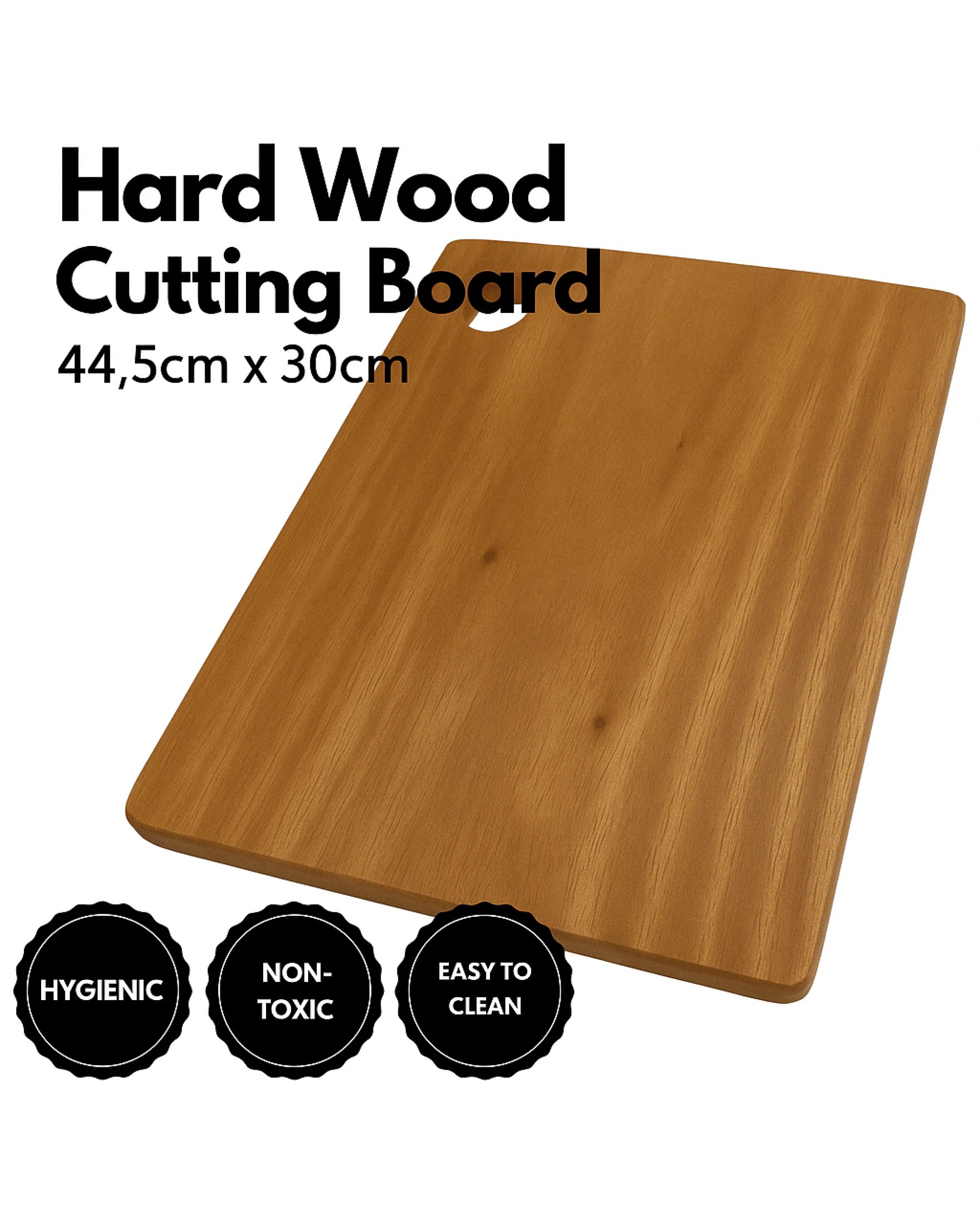 2 Br Home Hard Wood Hygienic Cutting Wooden Chopping Board Natural Kitchen 44.5 X 30 X 2cm, 2 of 3